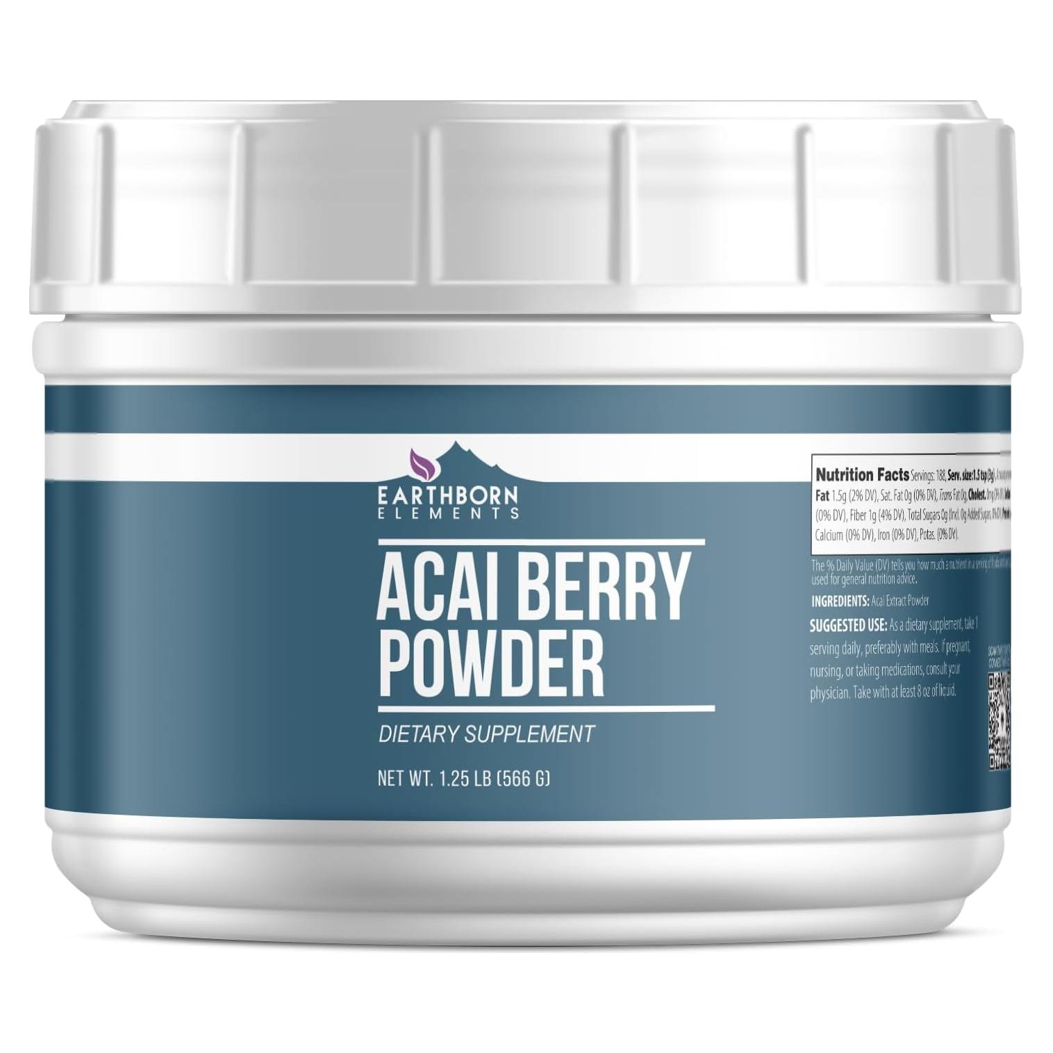 Polvo de Baya de Acai Earthborn Elements 567g - Superalimento