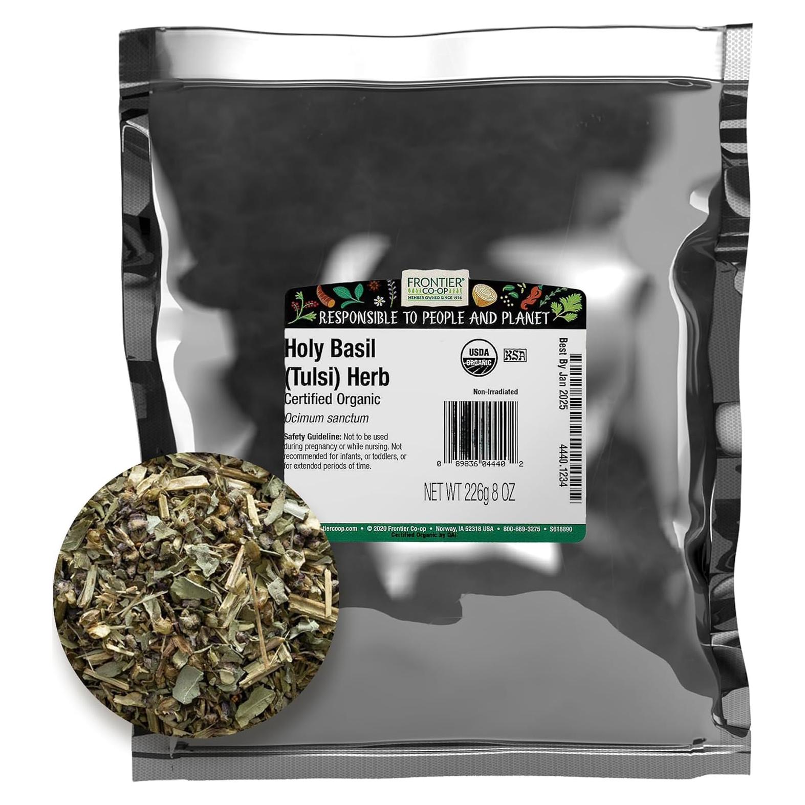 Hierba de Albahaca Sagrada Tulsi Orgánica Frontier 227g - Aromática