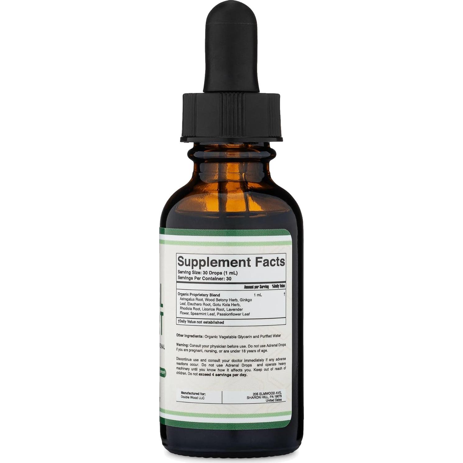 Gotas Líquidas de Soporte Adrenal Double Wood - 10 Adaptógenos
