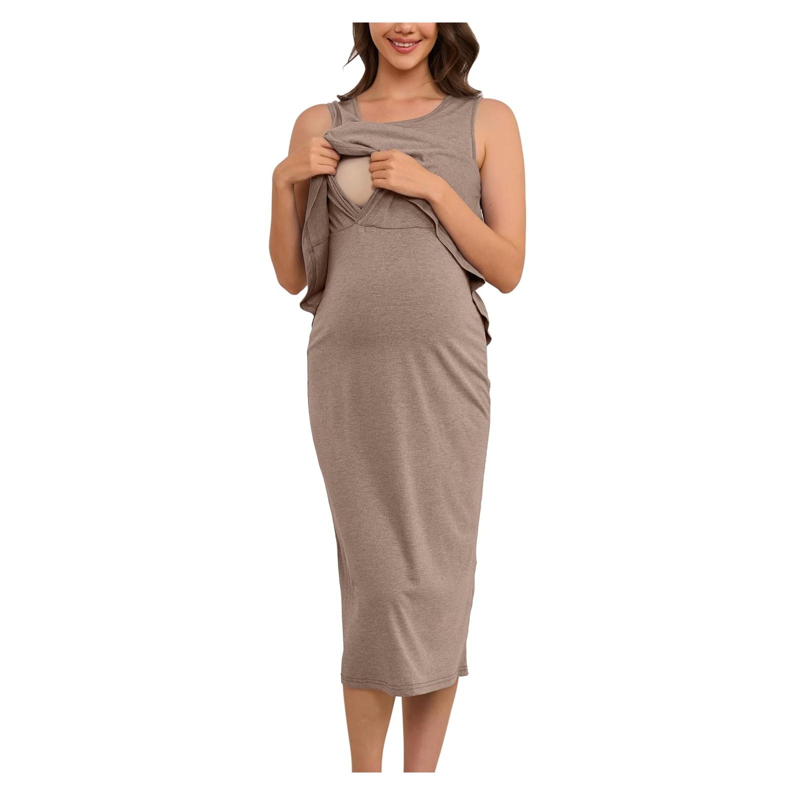 Vestido de Maternidad OUGES Sin Mangas para Lactancia S-XXL