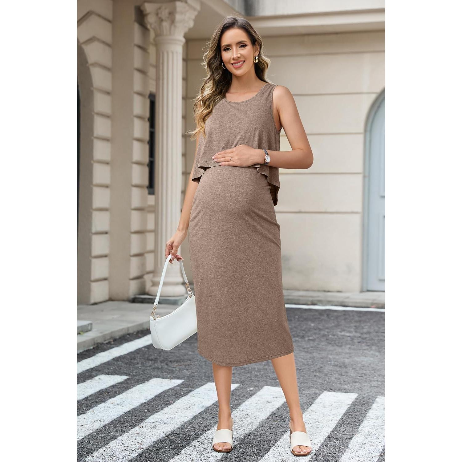 Vestido de Maternidad OUGES Sin Mangas para Lactancia S-XXL