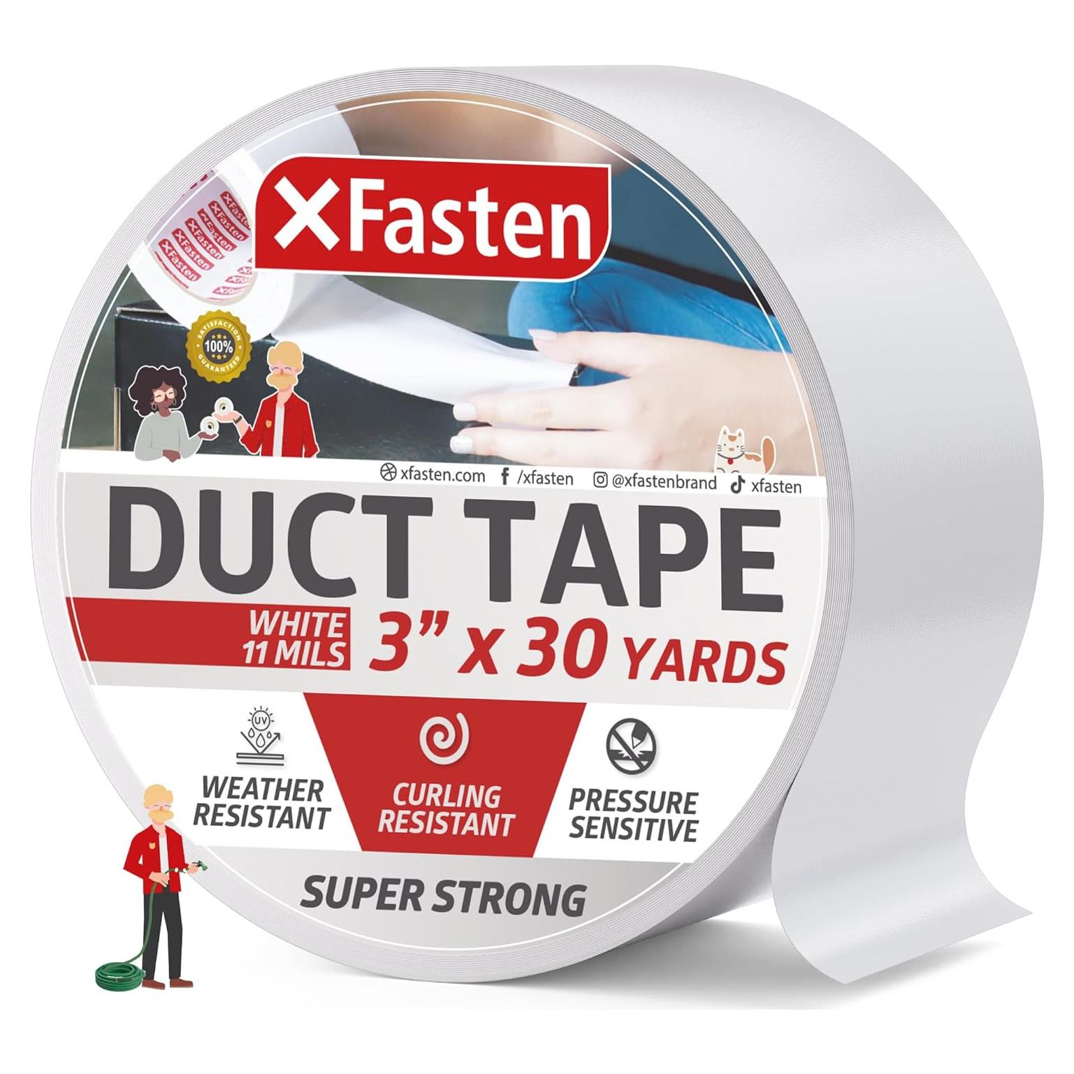 Cinta adhesiva de ducto XFasten blanca 7.62 cm x 27.43 m