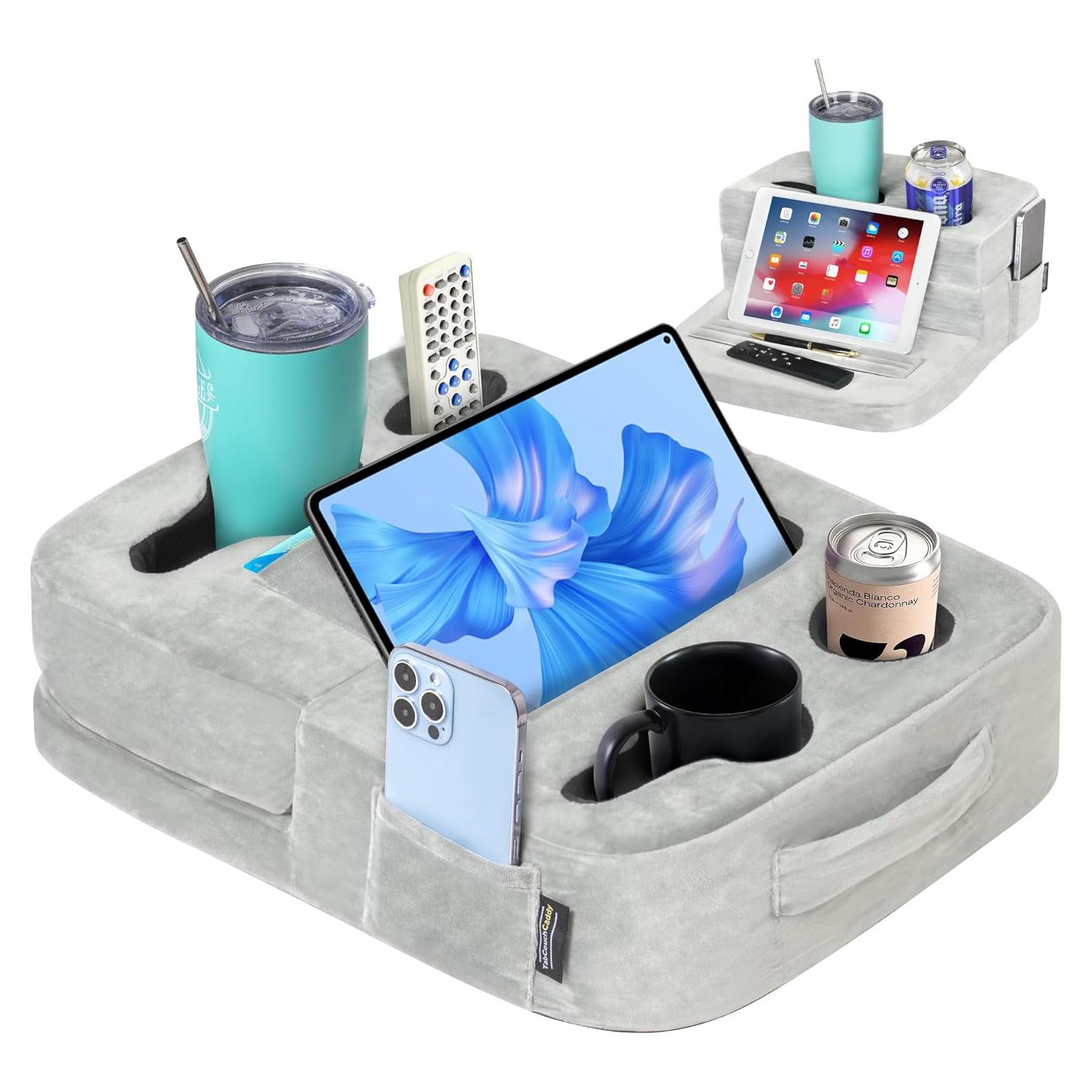 Soporte para Tazas TabCouchCaddy Gris - Multifuncional y Ajustable