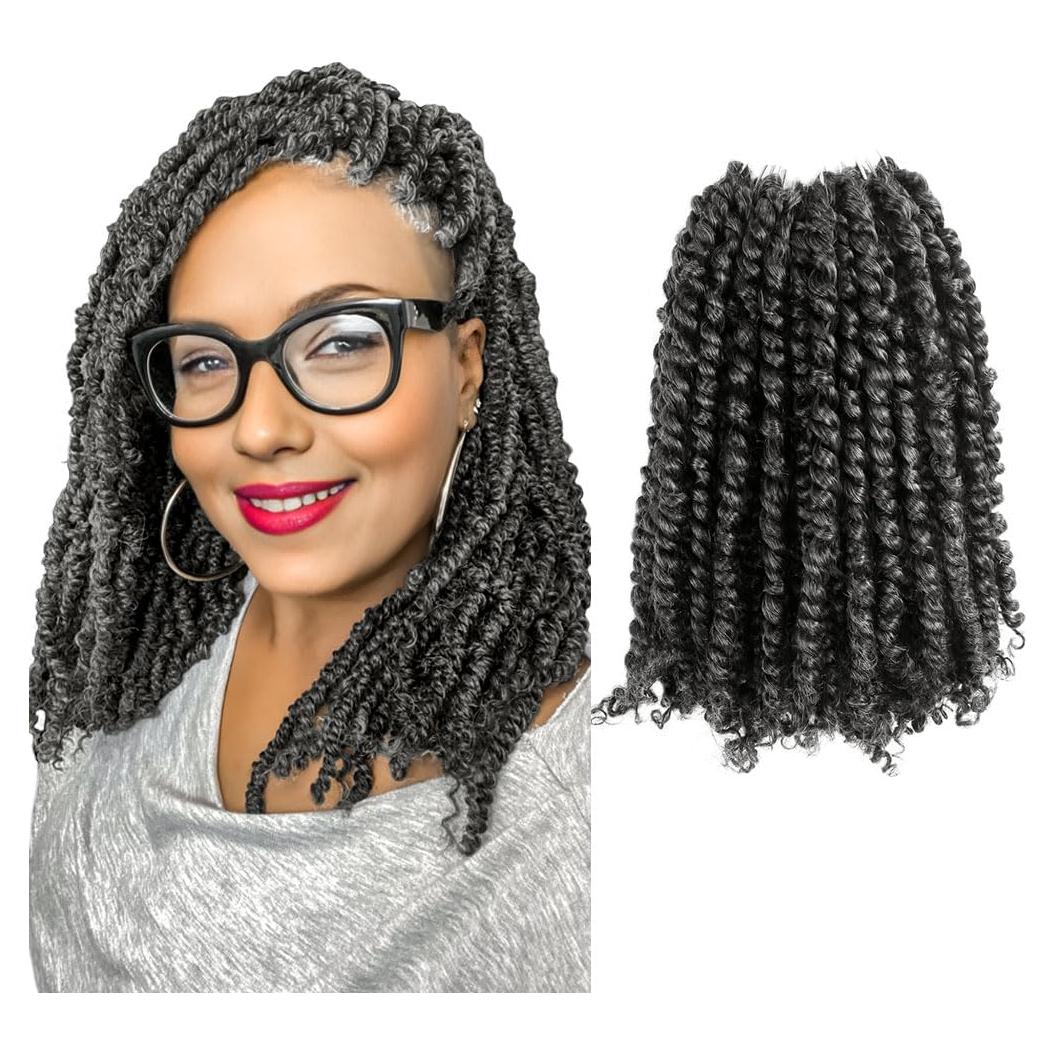 Cabello Twist de Pasión KAVSORAPI 25 cm Sal y Pimienta 8 Paquetes