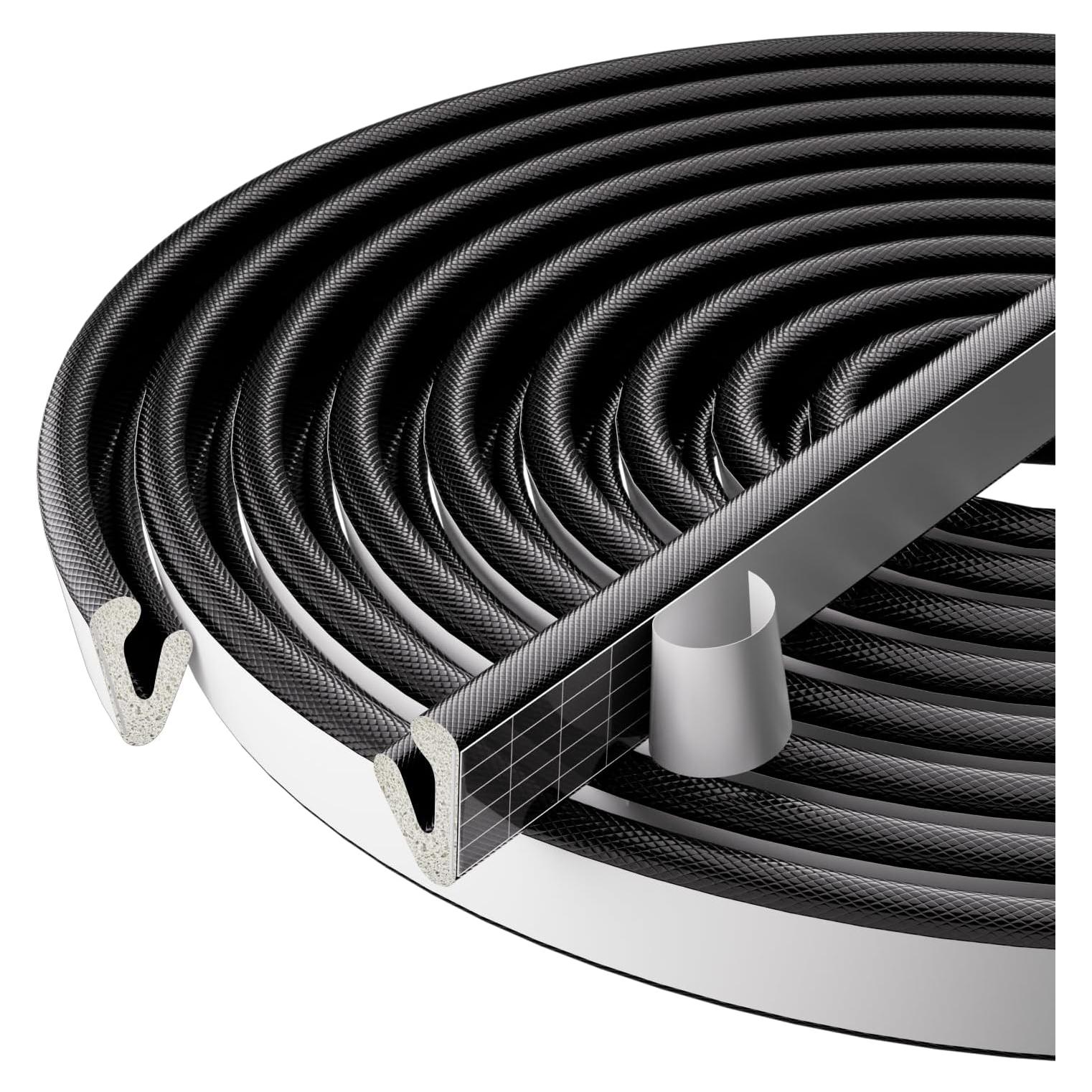 Tira de Sellado Espuma en V MUSRCYIO 2 Pcs 7.92m Negro