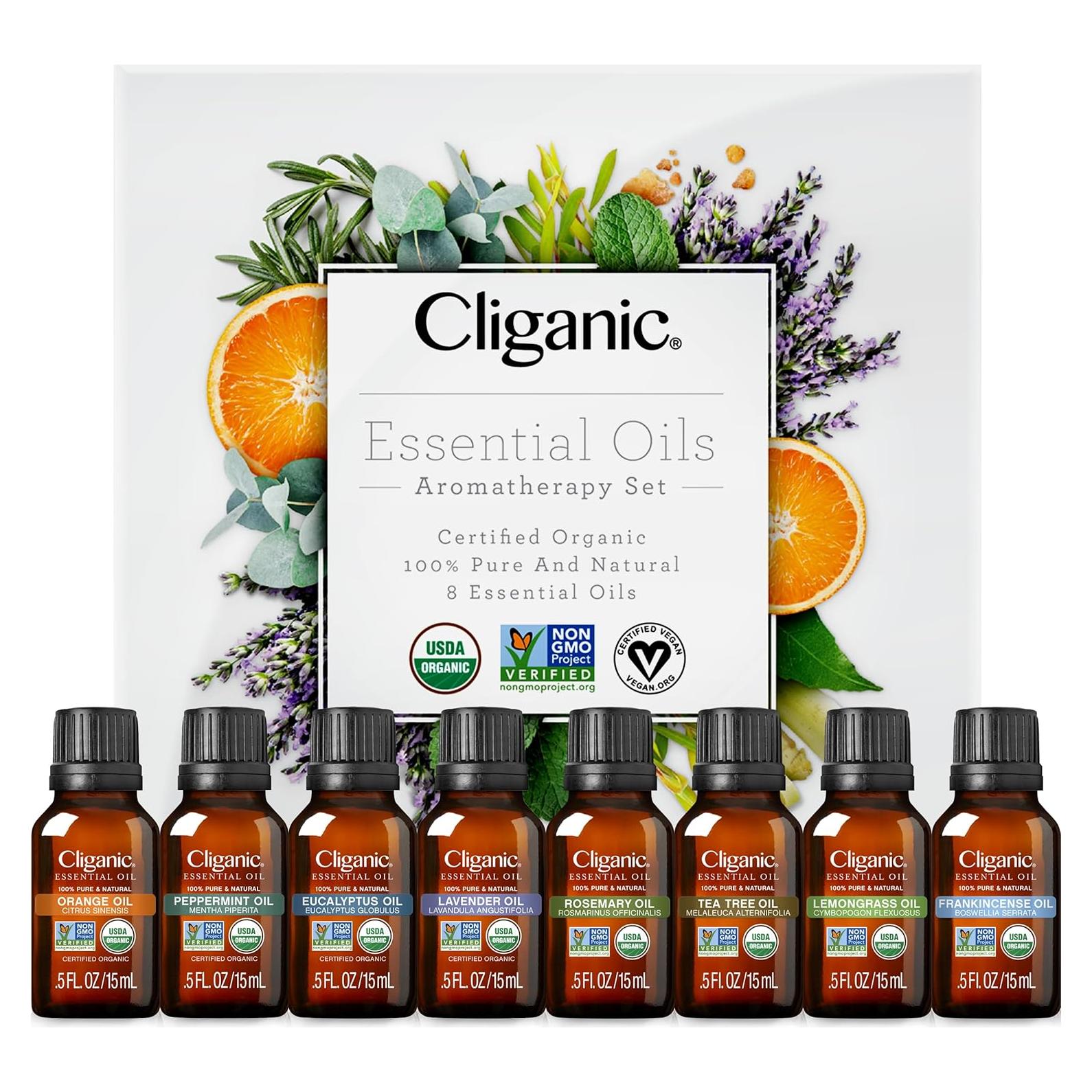 Set de Aceites Esenciales Orgánicos Cliganic - 8 Piezas 100% Puro