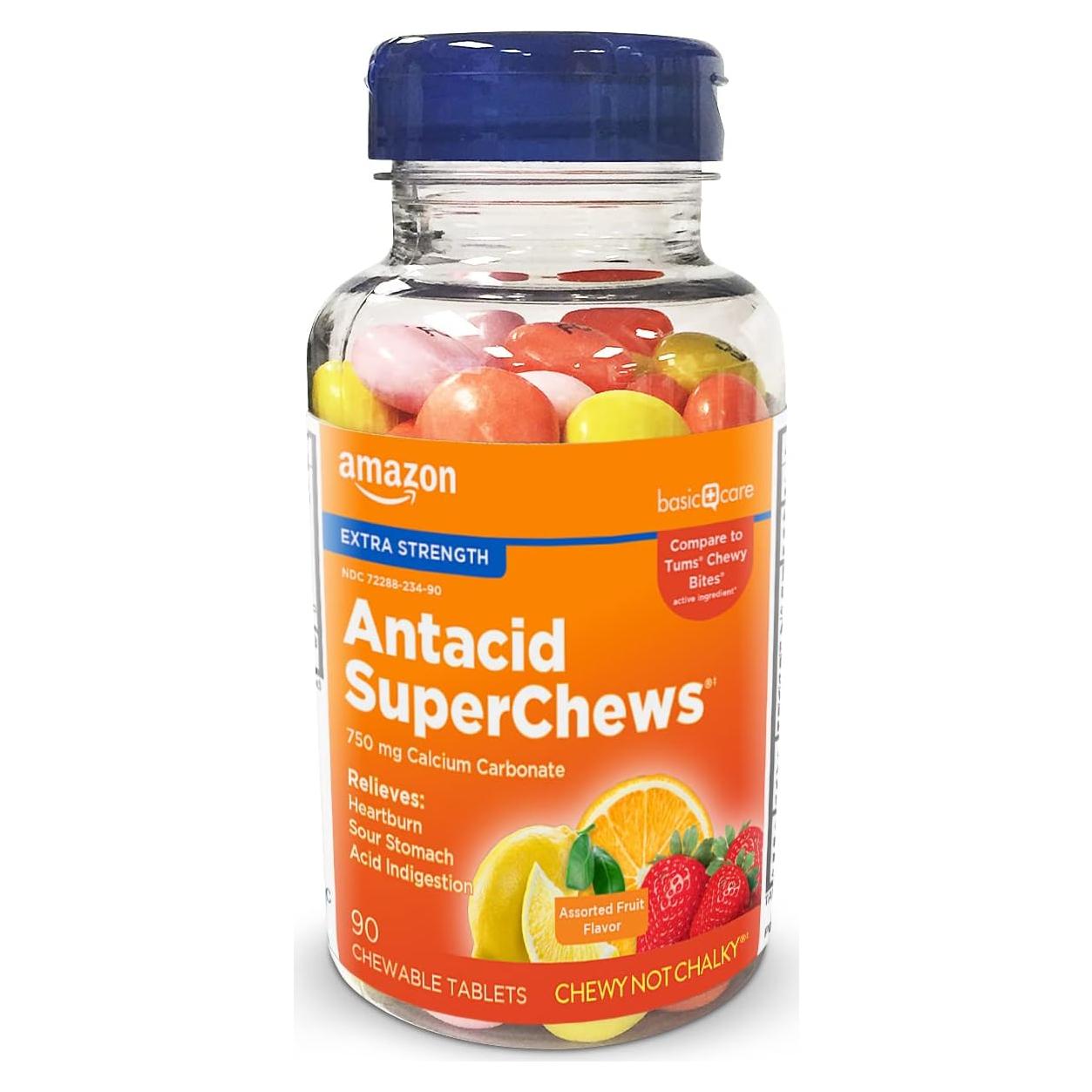 Tabletas Masticables Antiácidas Amazon Basic Care 90 Unidades