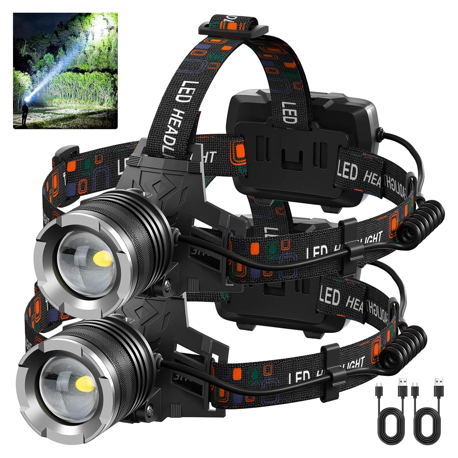 Linterna Frontal LED NJ FOREVER 990,000 Lúmenes USB 5 Modos