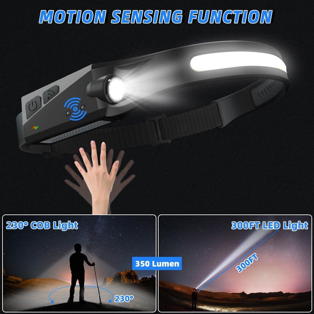 Linterna Frontal Recargable UUYEE 3Pack LED 230° 5 Modos