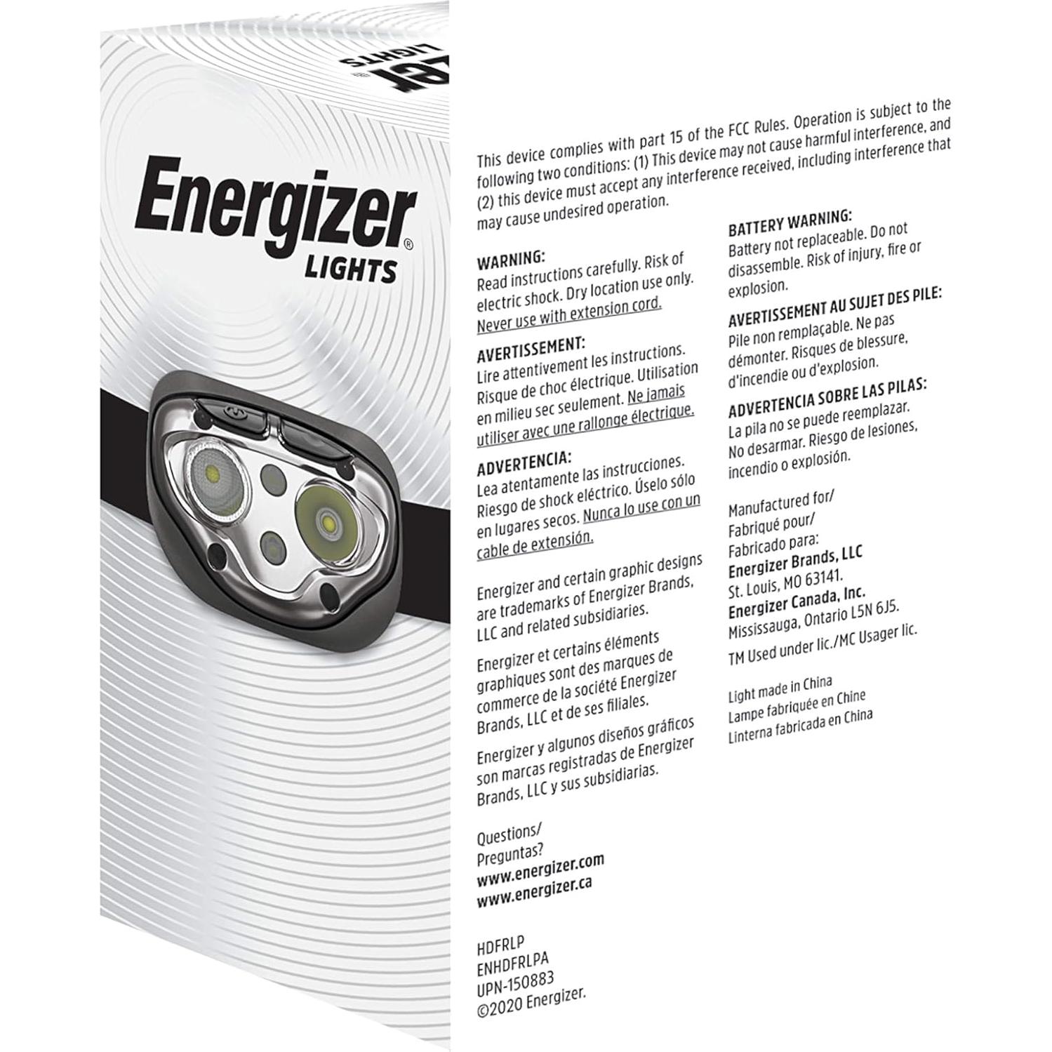 Linterna Frontal Recargable Energizer Pro400, 400 Lúmenes, IPX4