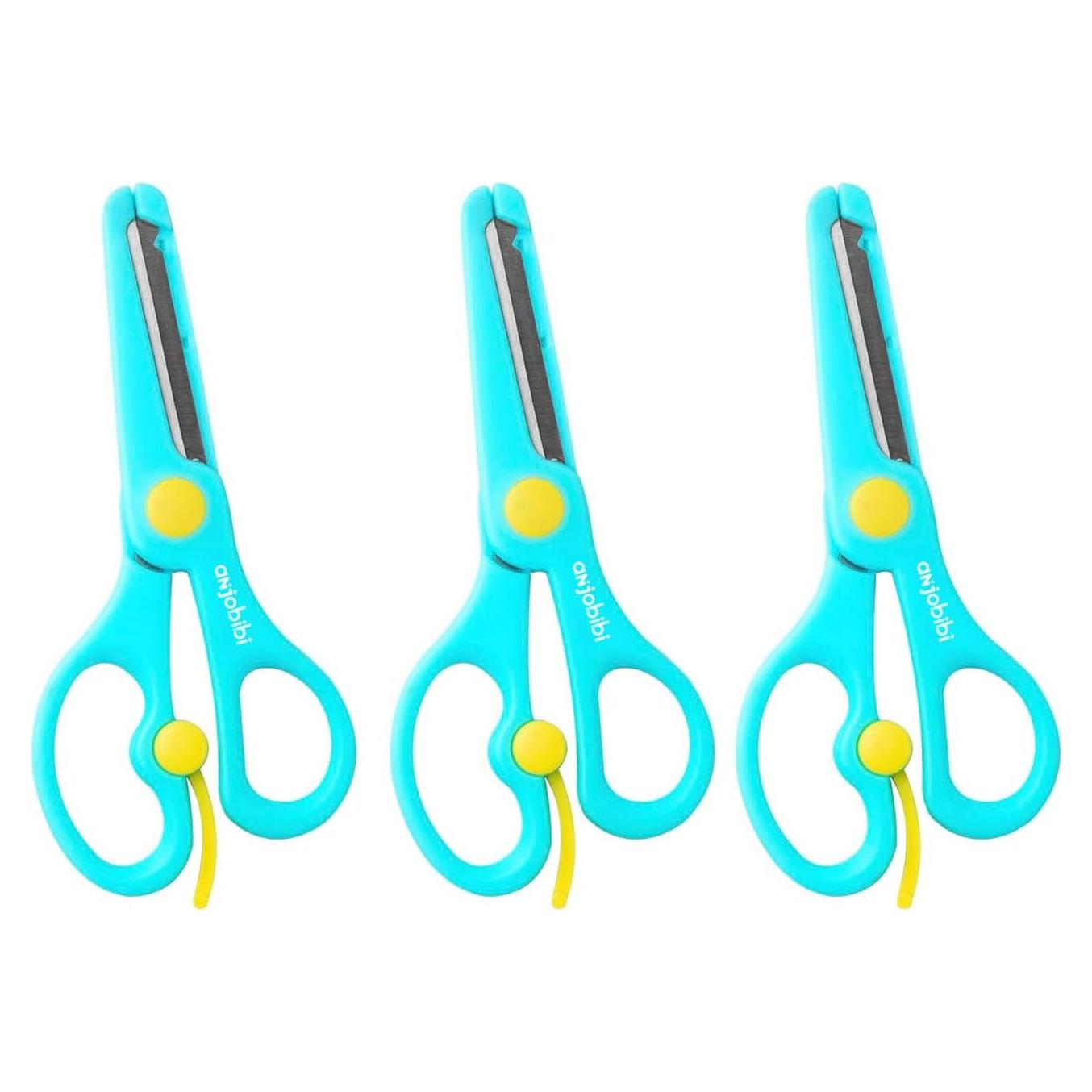 Tijeras de Seguridad para Niños ANJOBIBI 3-Pack Azul Bebé