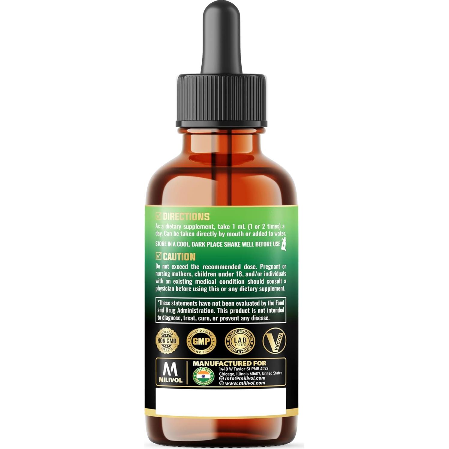 Gotas Líquidas de Ajenjo Milivol 60 ml - Suplemento Herbal