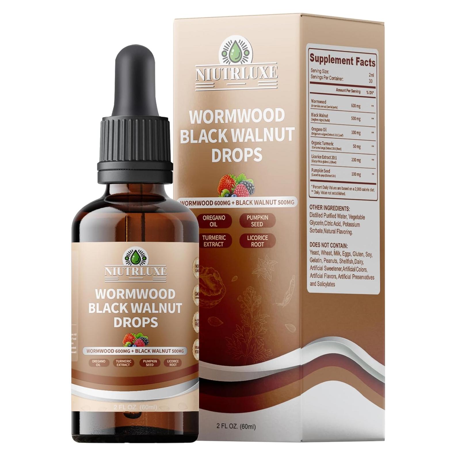 Gotas Líquidas de Ajenjo y Nogal Negro NIUTRLUXE 60 mL