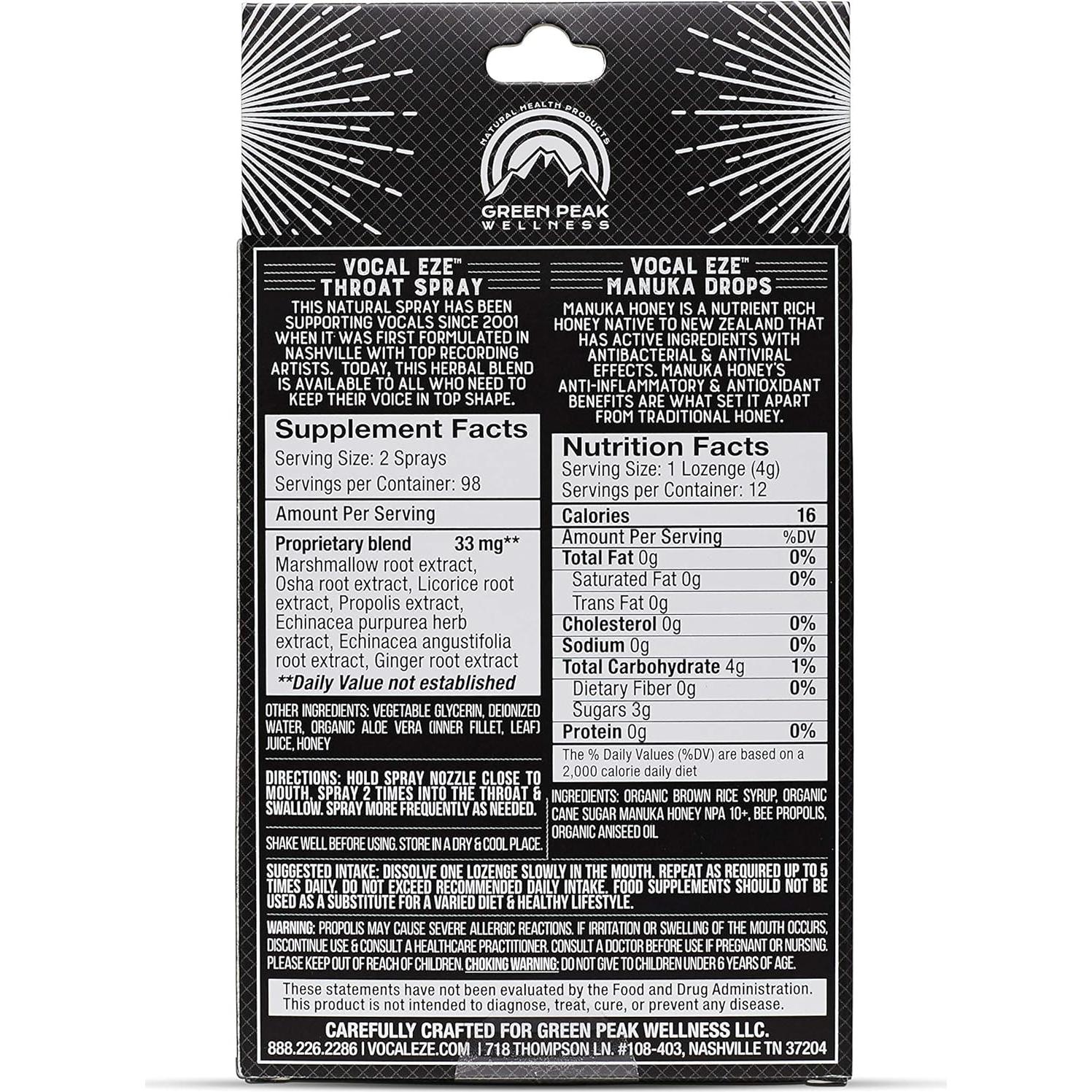 Kit Vocal Eze Voice Saver con Spray Herbal y Caramelos de Miel