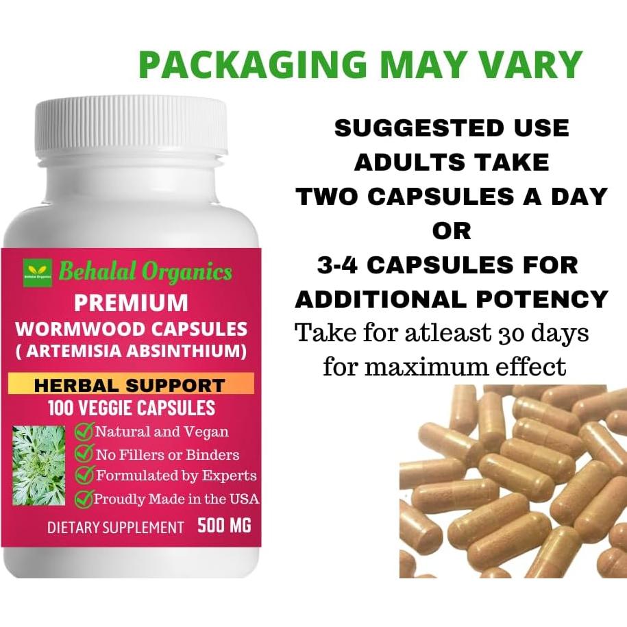 Cápsulas de Ajenjo Behalal Organics 500mg - Liberación Rápida