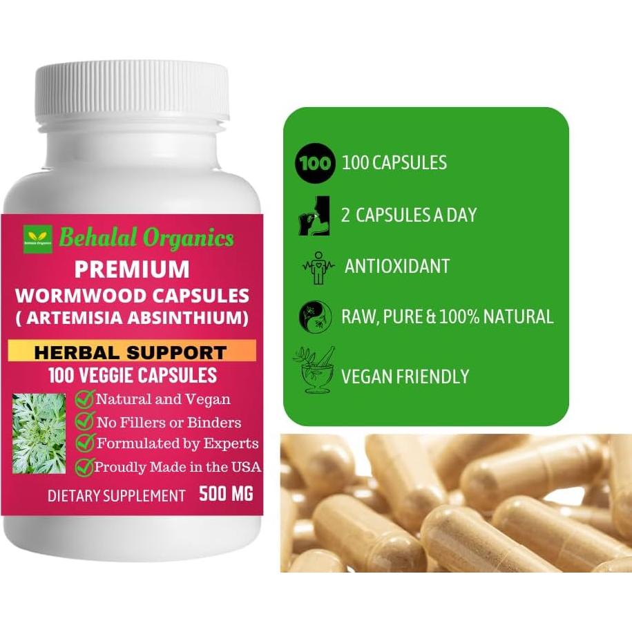 Cápsulas de Ajenjo Behalal Organics 500mg - Liberación Rápida