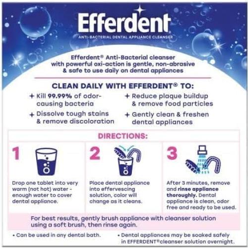 Tabletas Limpiadoras Efferdent para Retenedores y Dentaduras 44 Unidades