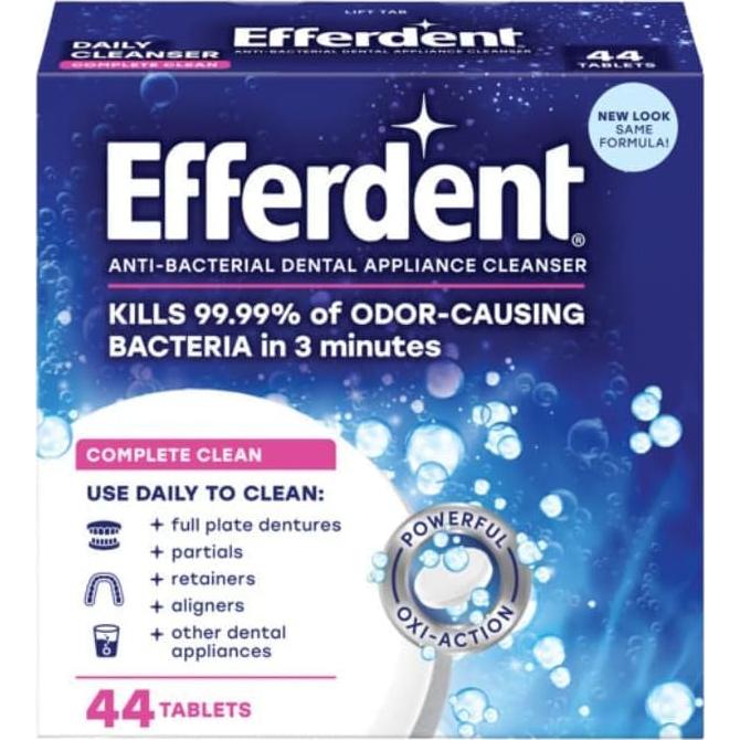 Tabletas Limpiadoras Efferdent para Retenedores y Dentaduras 44 Unidades