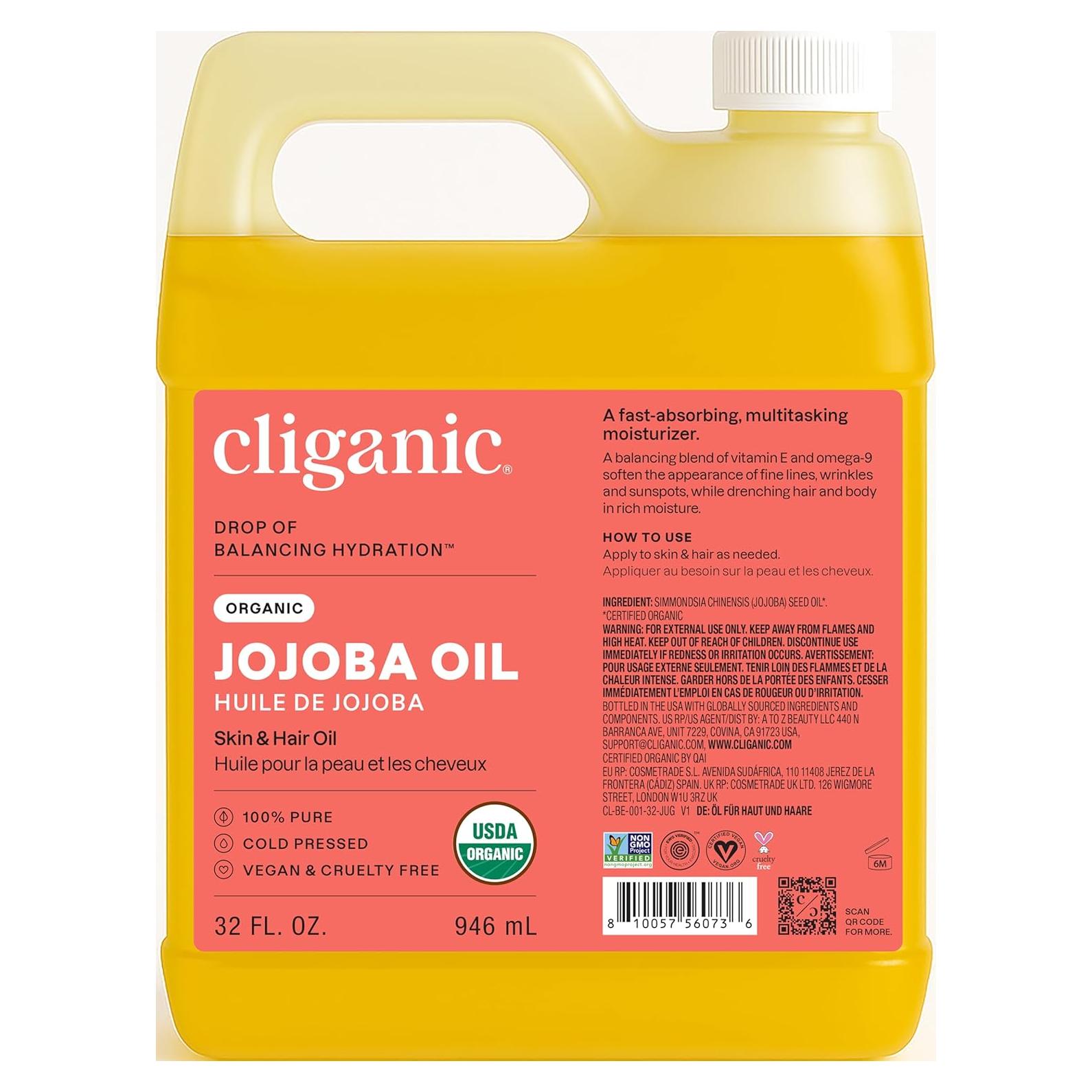Aceite de Jojoba Orgánico Cliganic 946ml 100% Puro Prensado en Frío