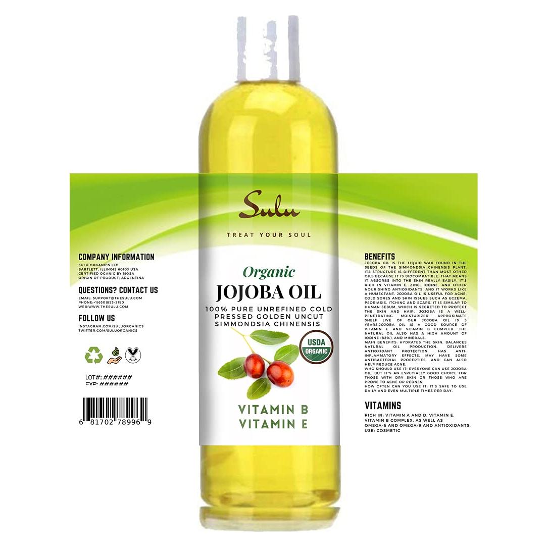 Aceite de Jojoba Orgánico Sin Refinar SULU 454 g