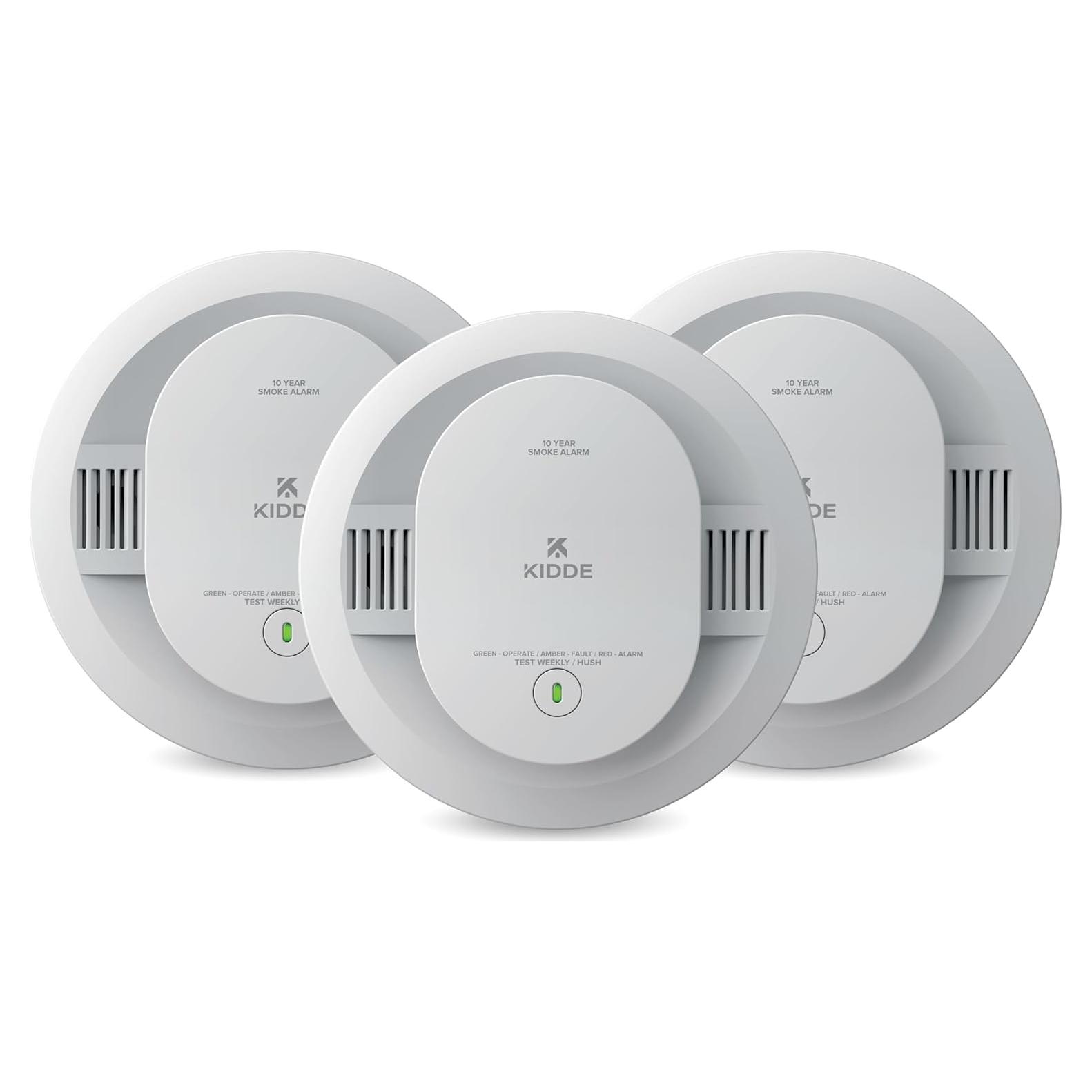 Detector de Humo Kidde 20SD10-V, Paquete de 3, Batería 10 Años