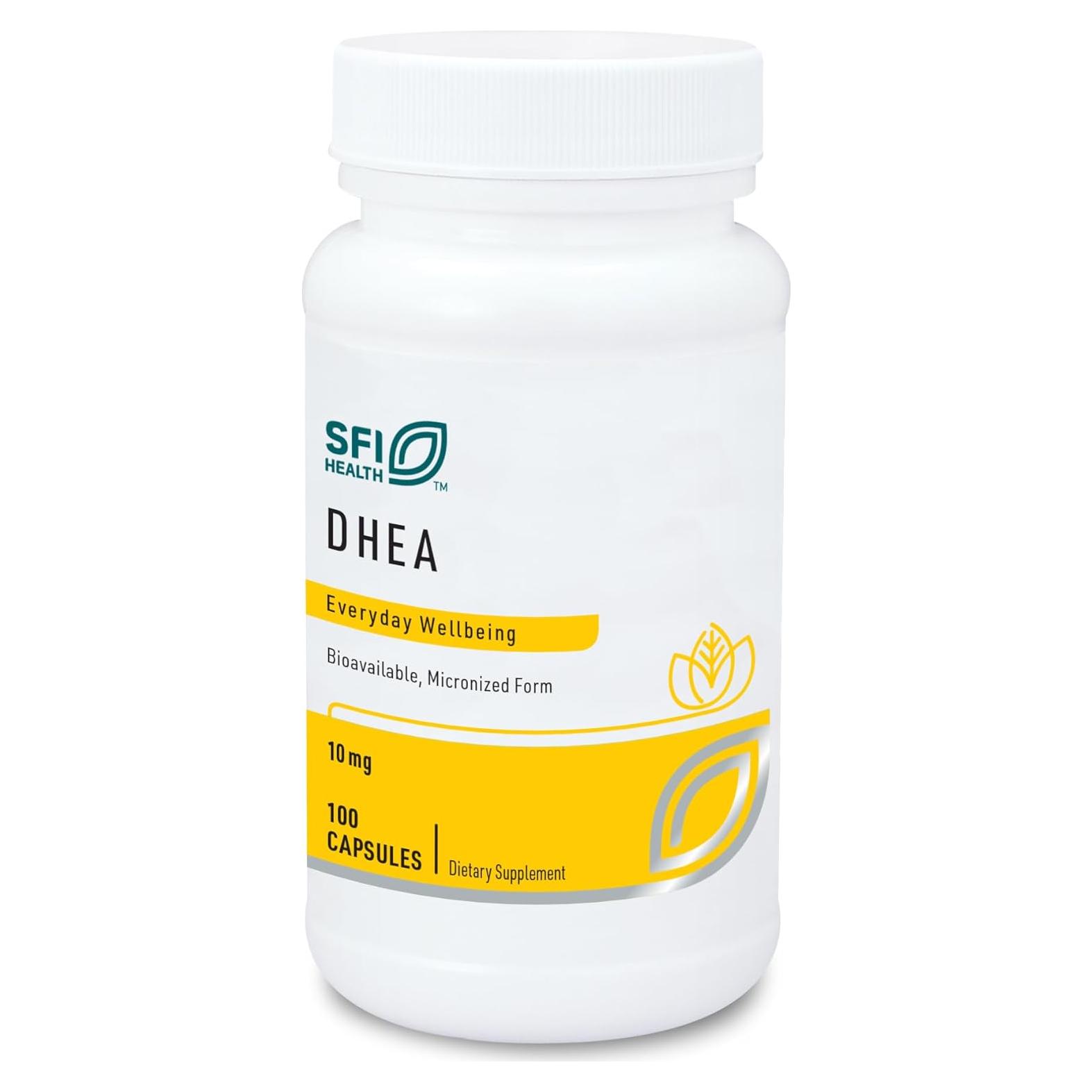 Suplemento DHEA 10mg Klaire Labs - Micronizado Hipoalergénico - 100 Cápsulas
