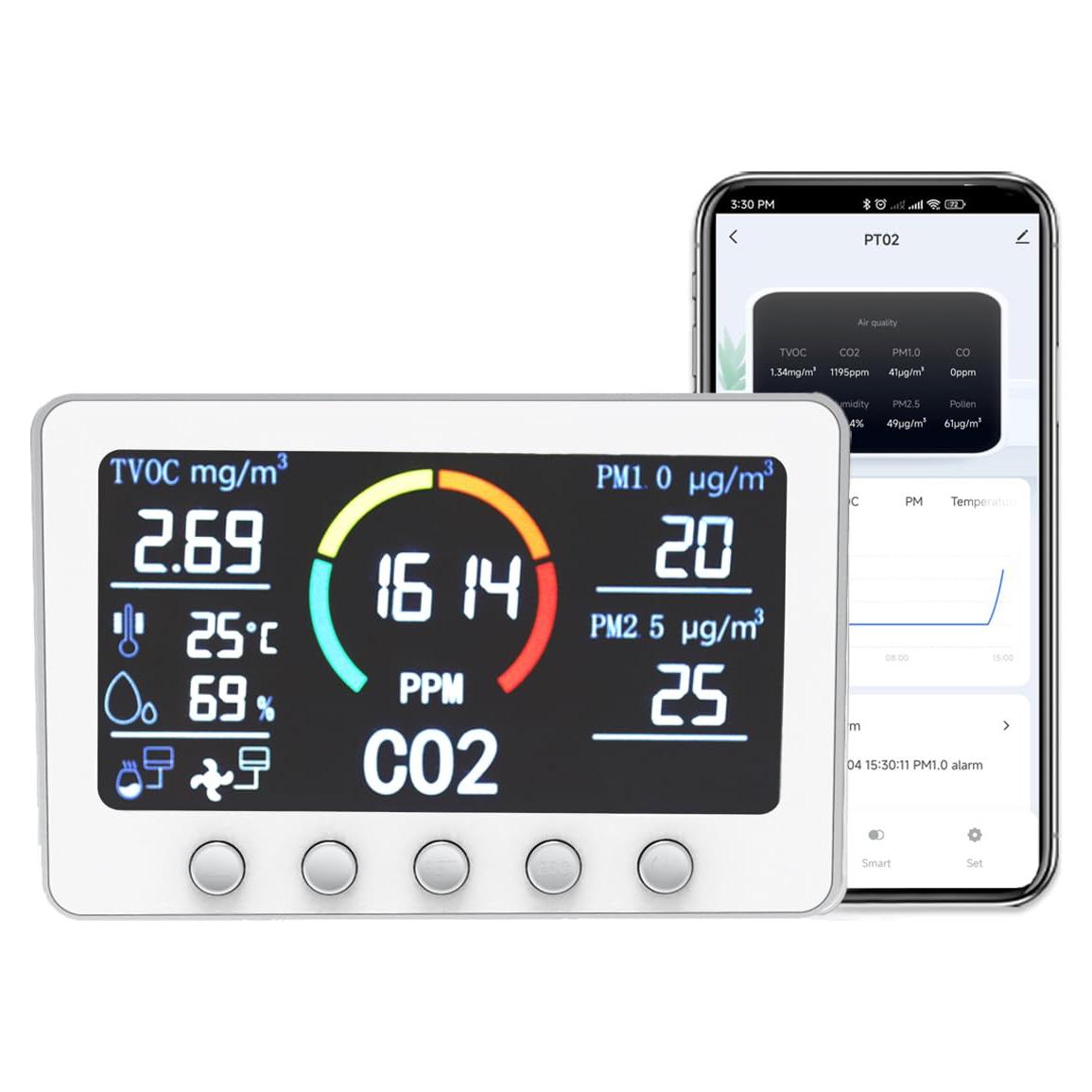 Monitor de Calidad del Aire Interior 6 en 1 Prodo PT02