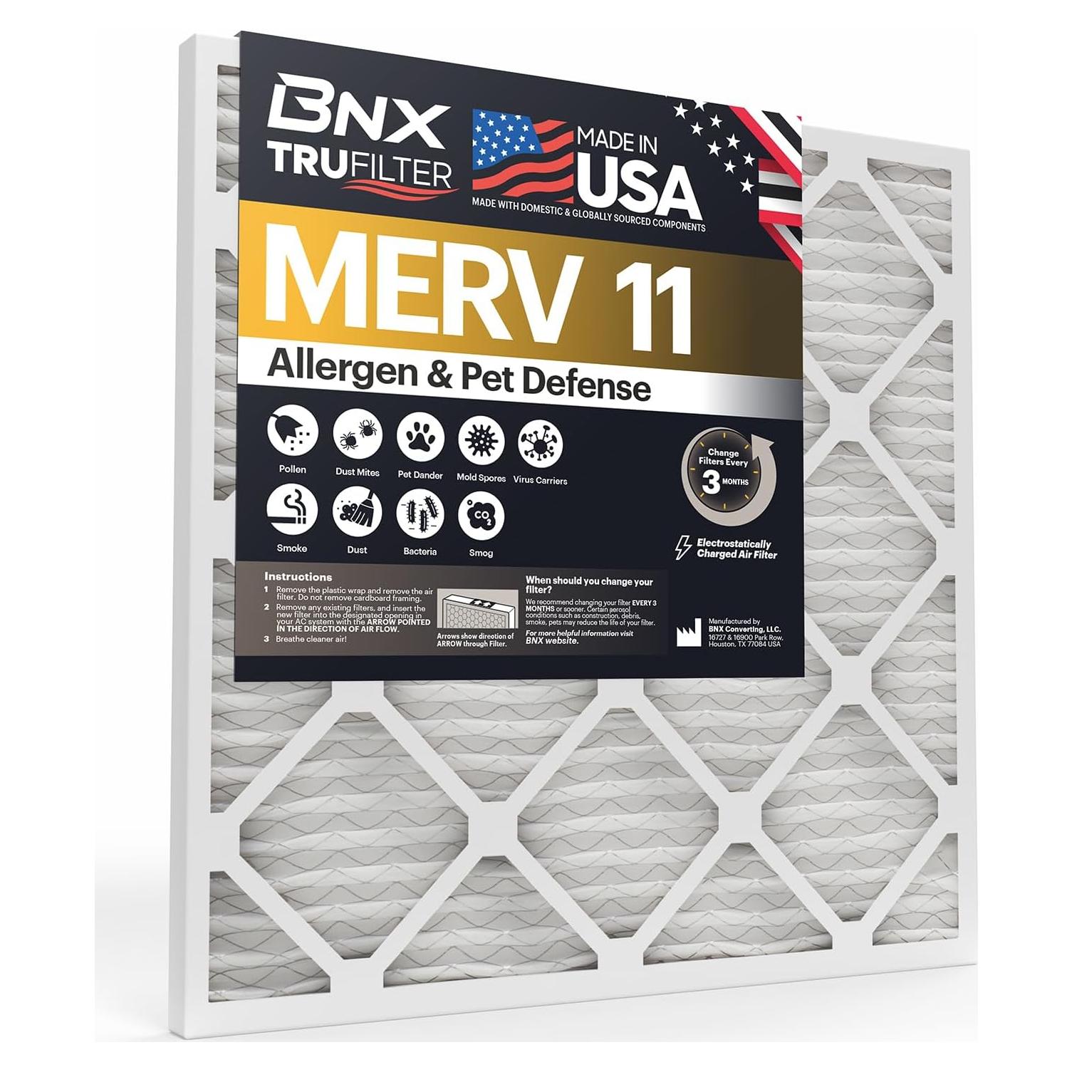 Filtro de Aire BNX MERV 11 24.1x24.1x1.9 cm Paquete de 4