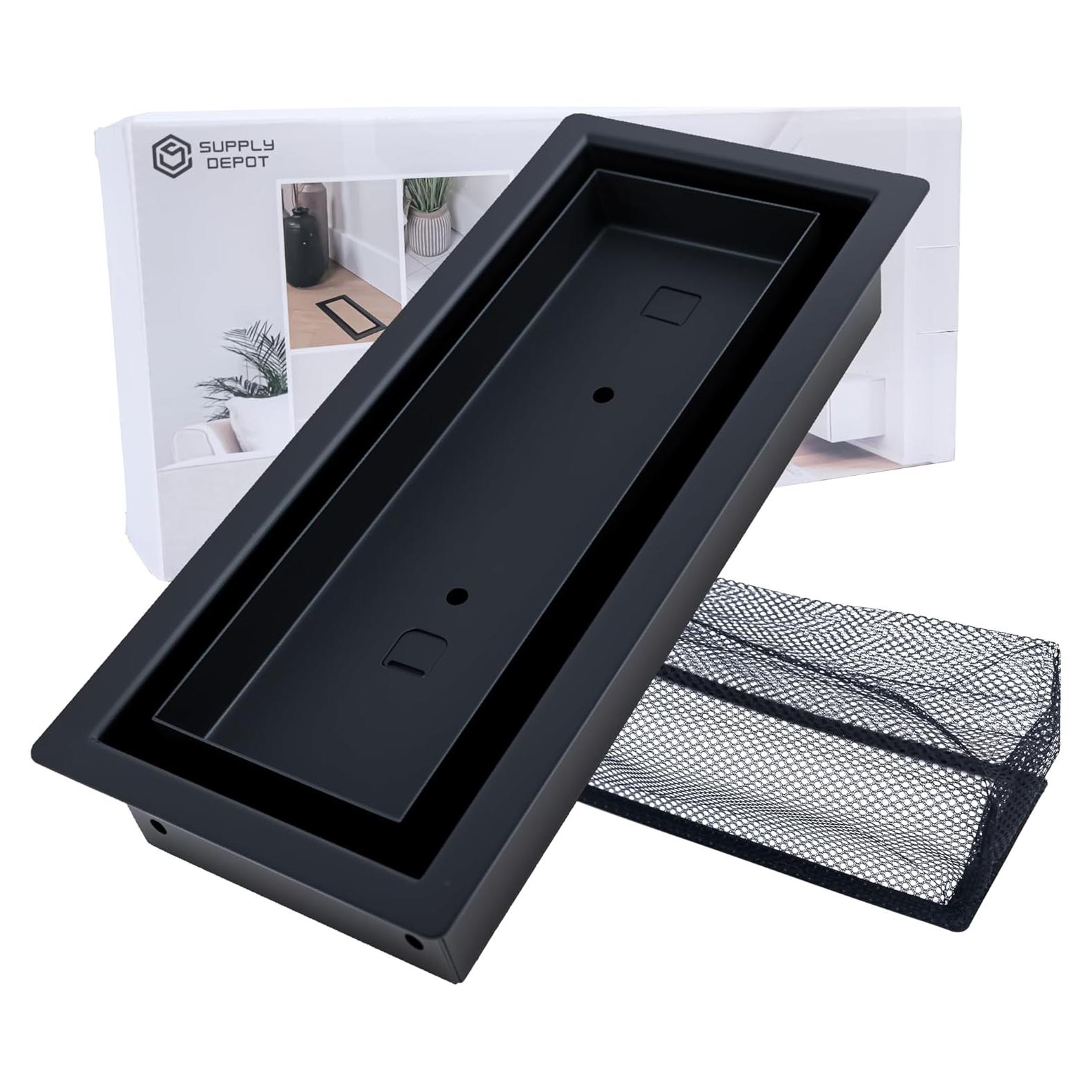 Rejilla de Piso 25.4x10.16 cm Supply Depot Negra de Hierro Fundido