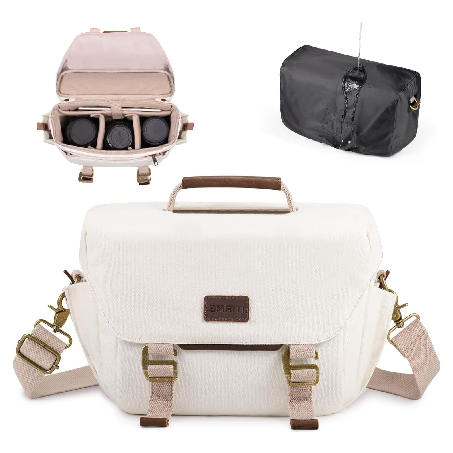 Bolsa de Cámara SMRITI Lona Impermeable 30x11x19cm Blanco