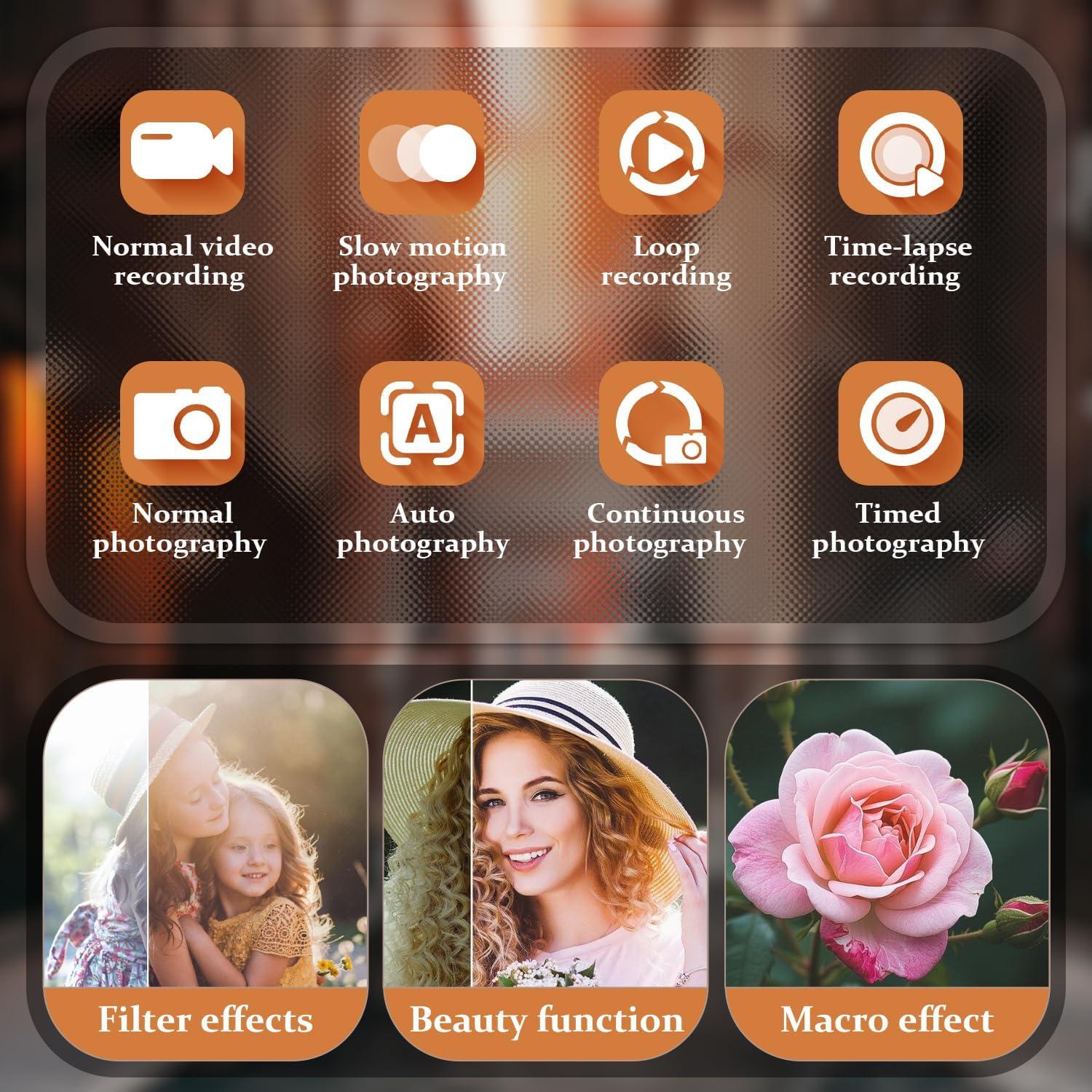 Cámara Digital 4K XHJBaby 64MP Retro con Pantalla Plegable