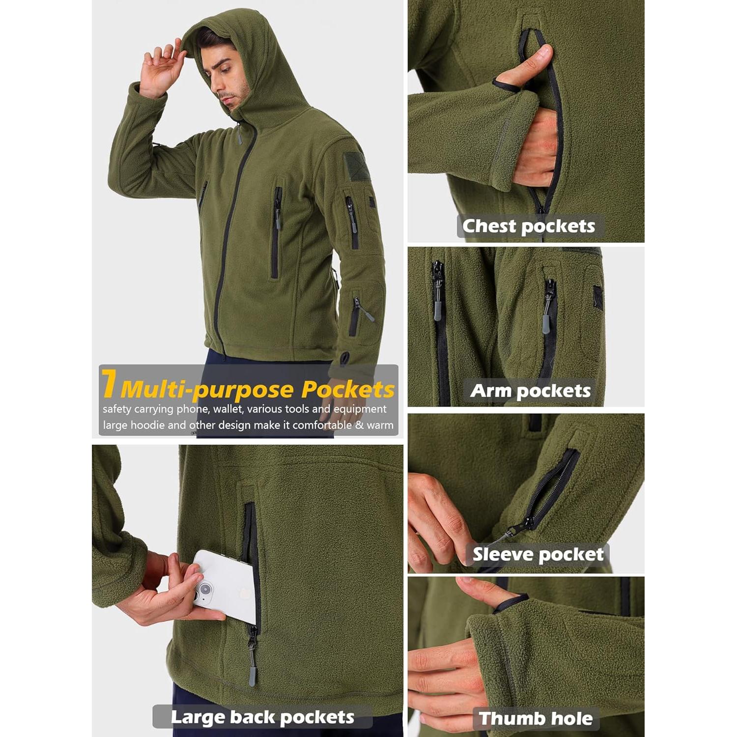 Sudadera Táctica de Forro Polar Militar ReFire Gear para Hombre - 7 Bolsillos