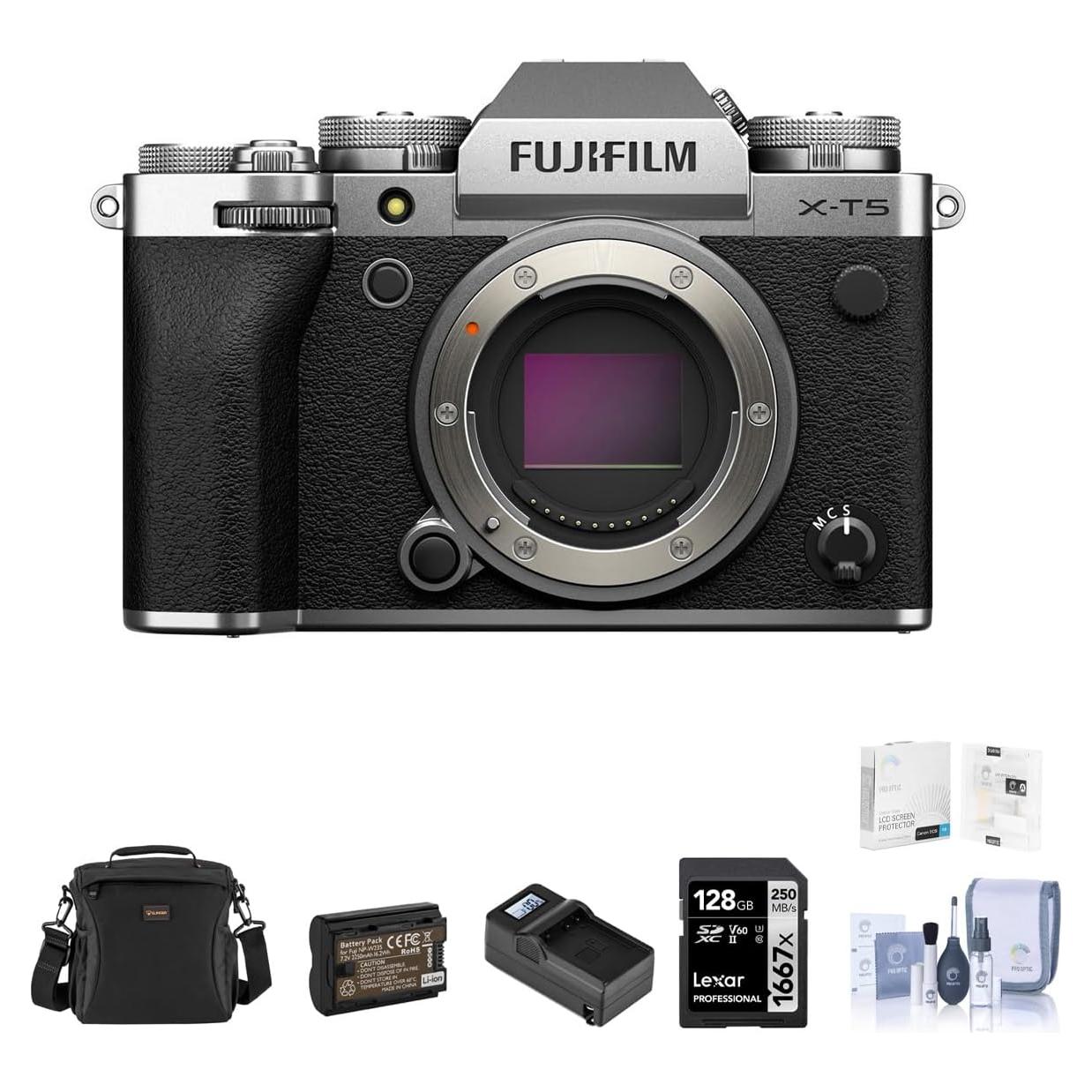 Cámara Sin Espejo Fujifilm X-T5 Plateada con Accesorios