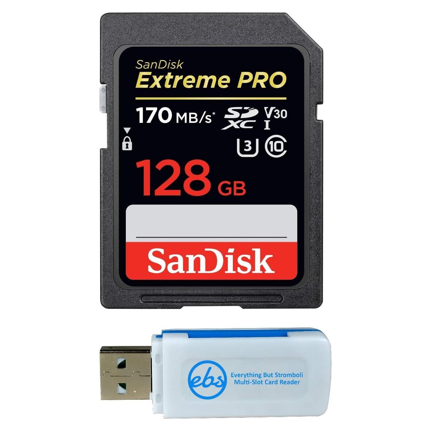 Tarjeta SD SanDisk 128GB Extreme Pro UHS-3 V30 4K + Lector
