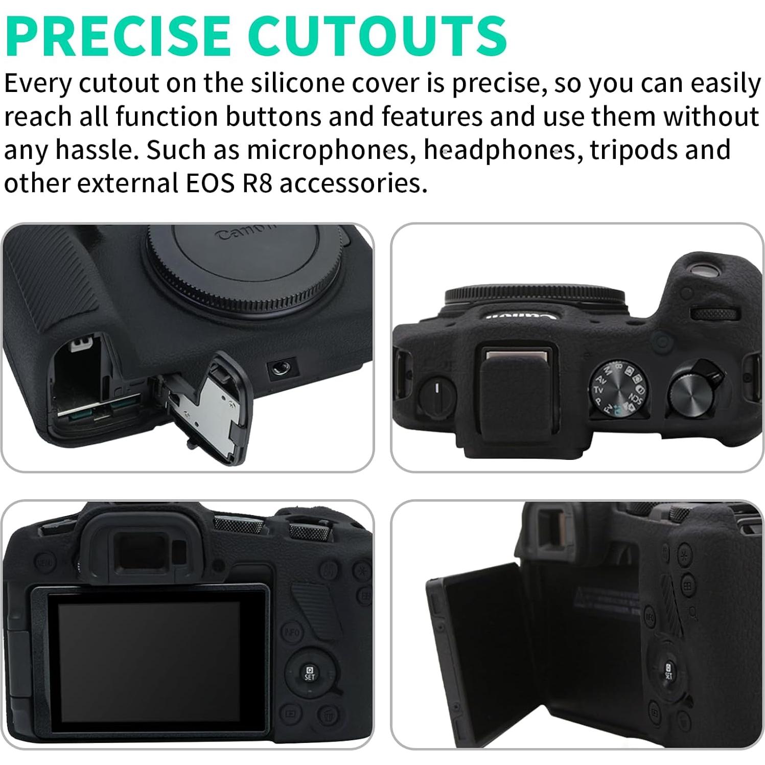 Funda de Silicona Suave EasyHood para Canon EOS R8 - Negra