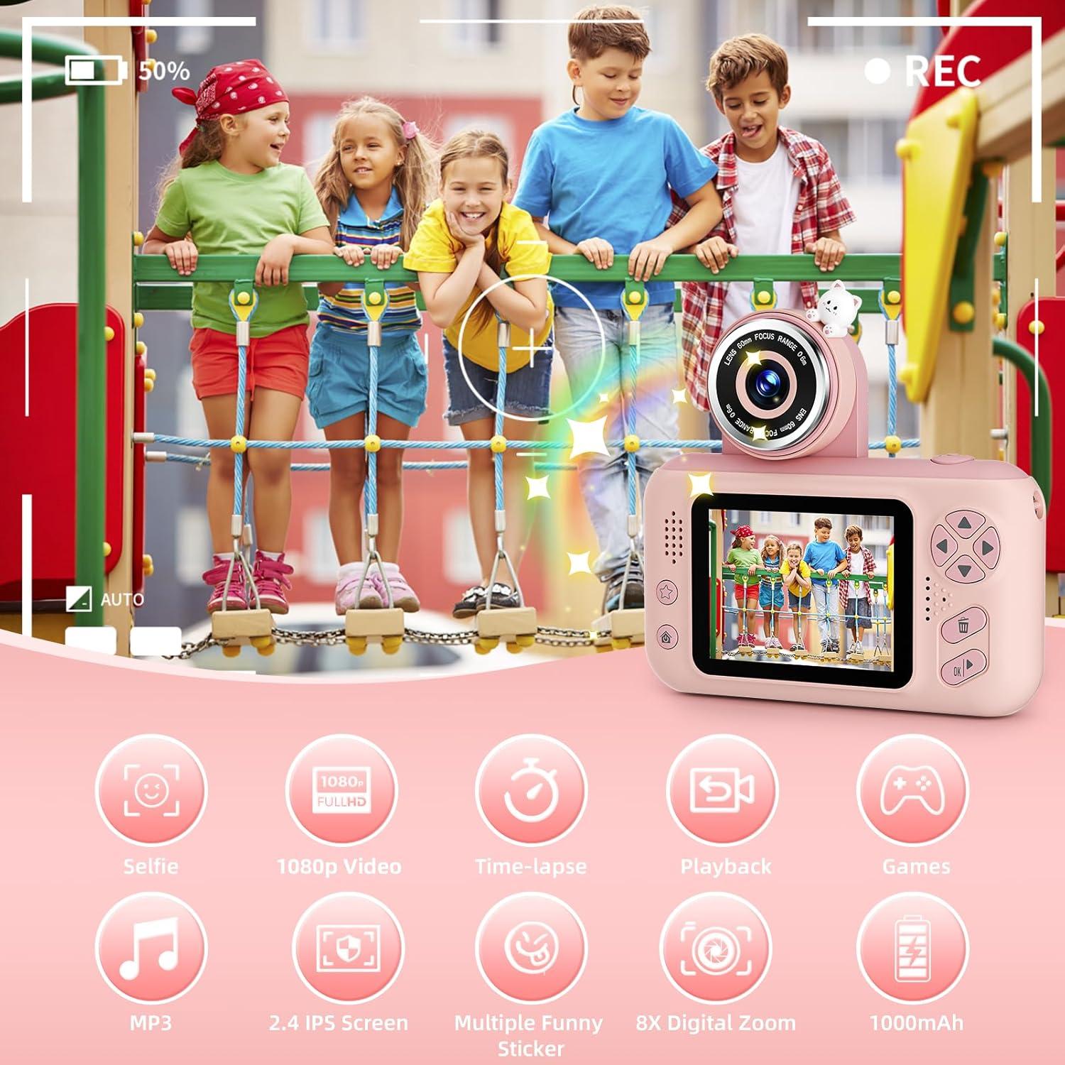 Cámara Digital para Niños Makolle S9 Rosa 1080P 8MP
