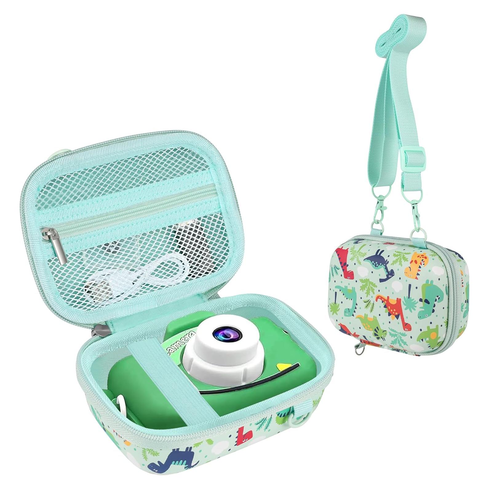 Funda de cámara para niños Leayjeen Dinosaurio Verde - 13x8cm