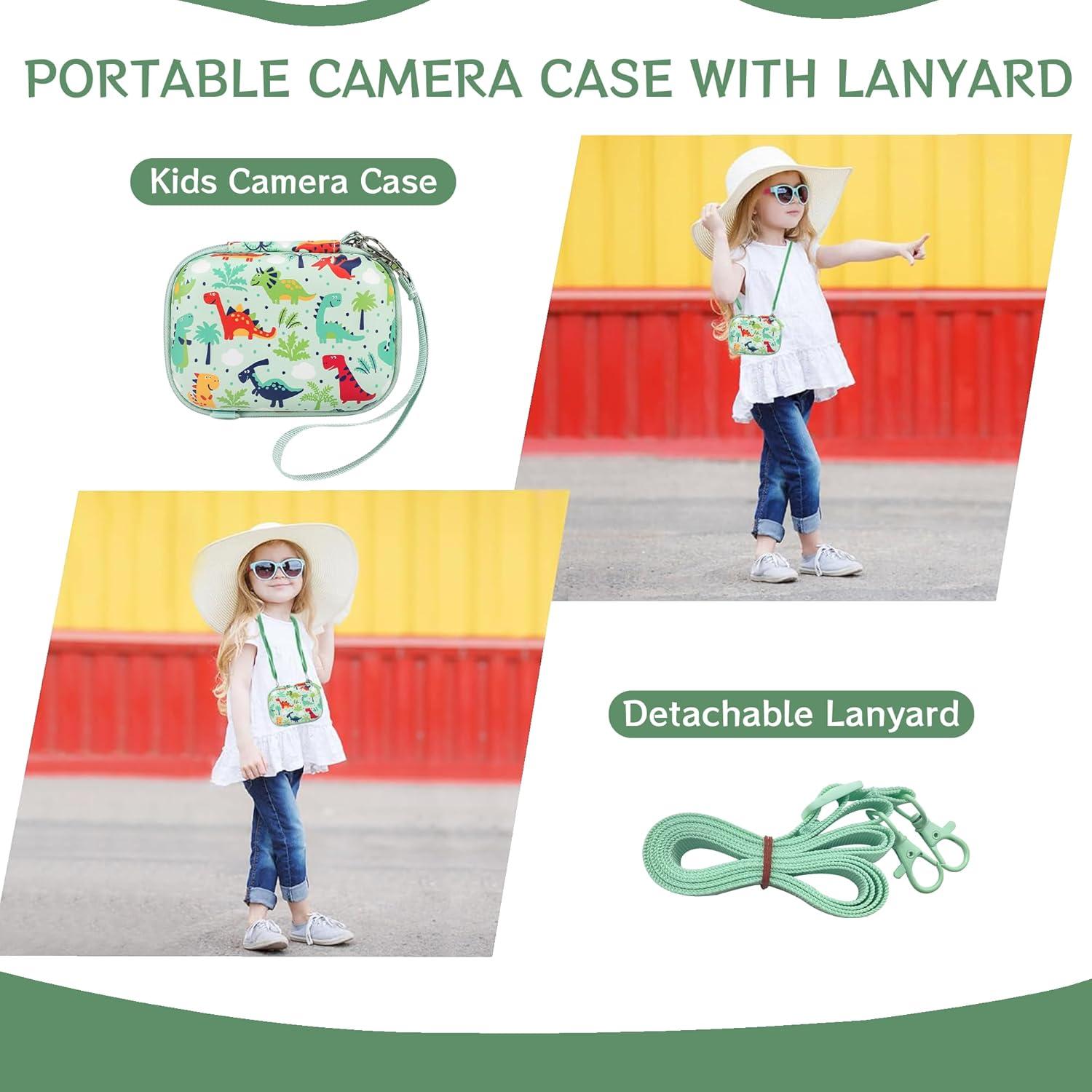 Funda de cámara para niños Leayjeen Dinosaurio Verde - 13x8cm