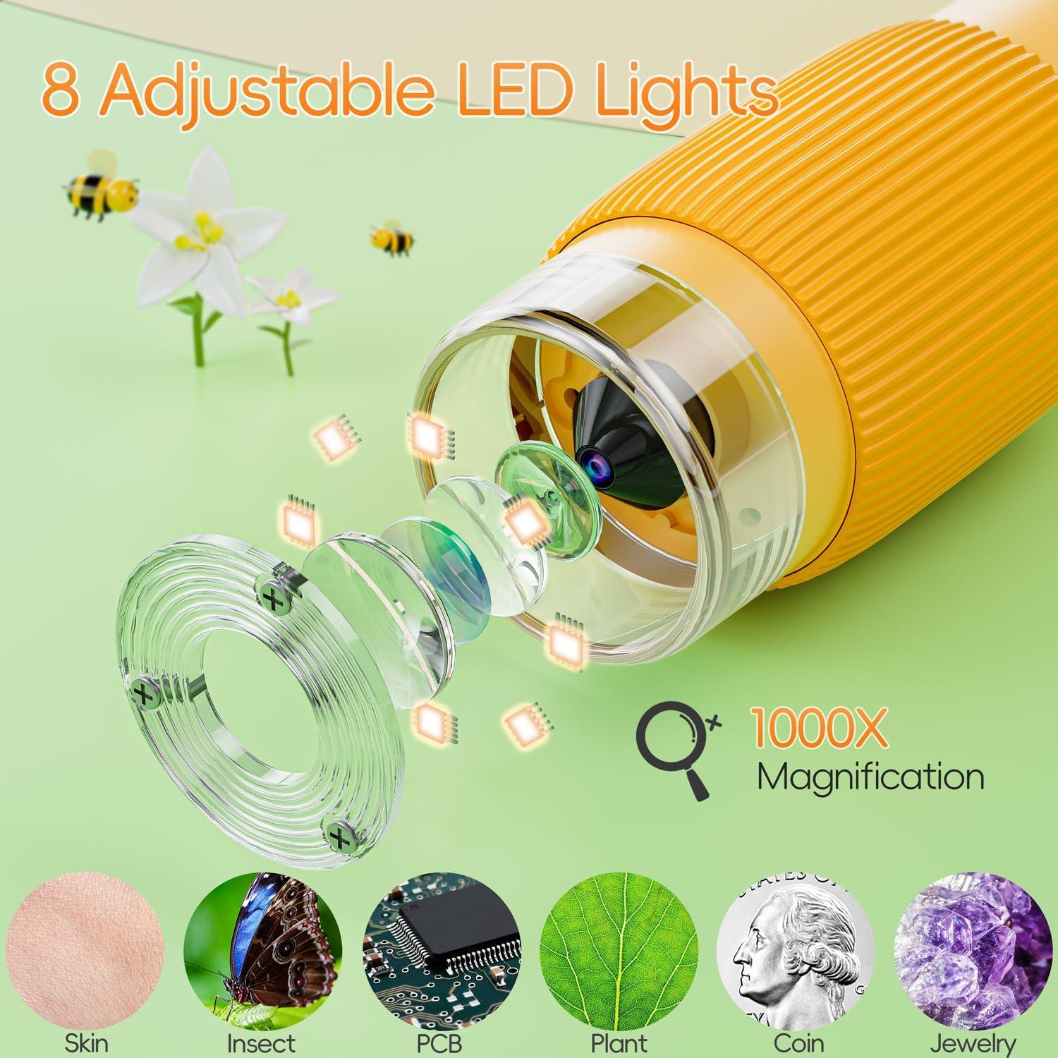 Microscopio Digital para Niños SKYBASIC 1000X Pantalla 2"