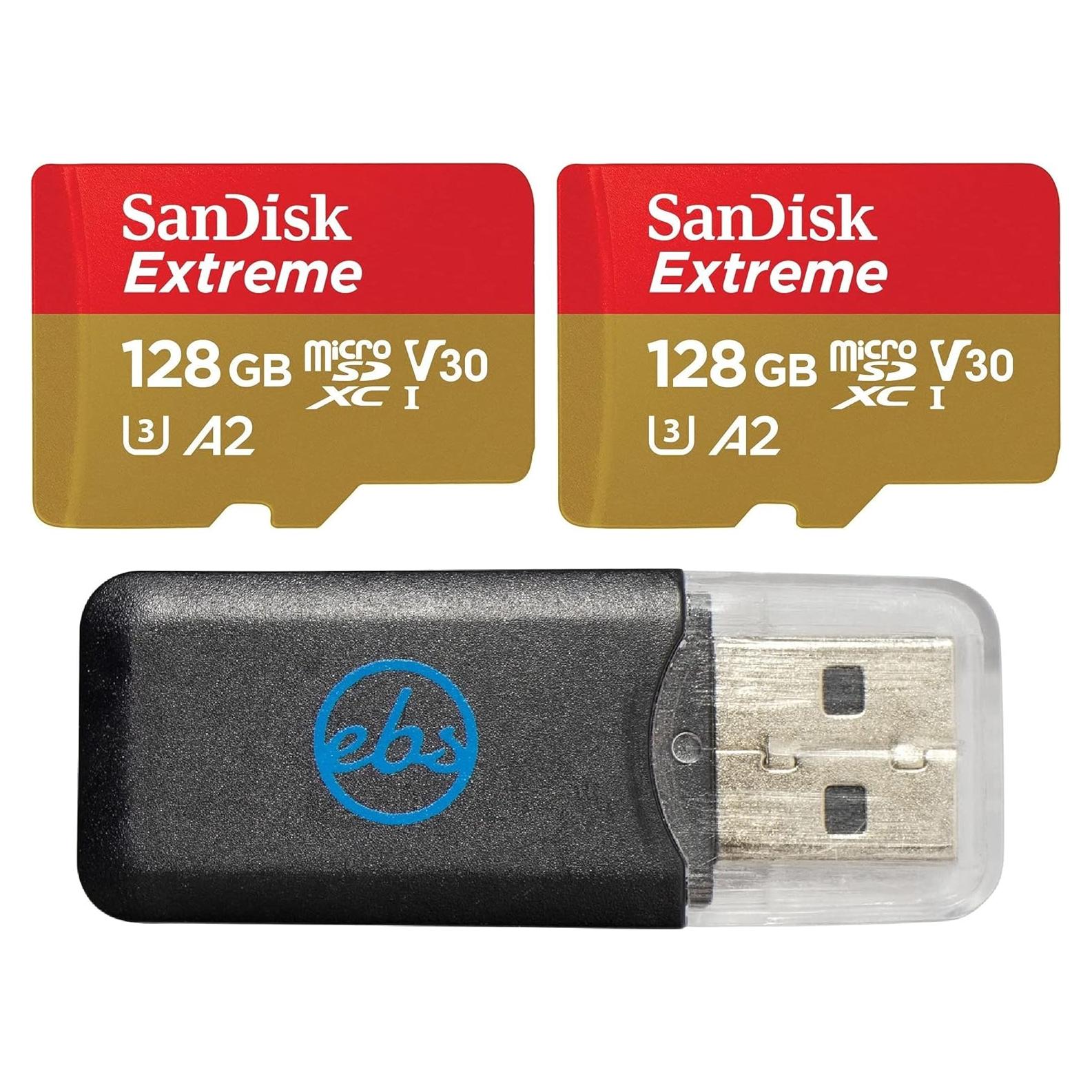 Paquete 2 Tarjetas MicroSD SanDisk Extreme 128GB UHS-1 A2
