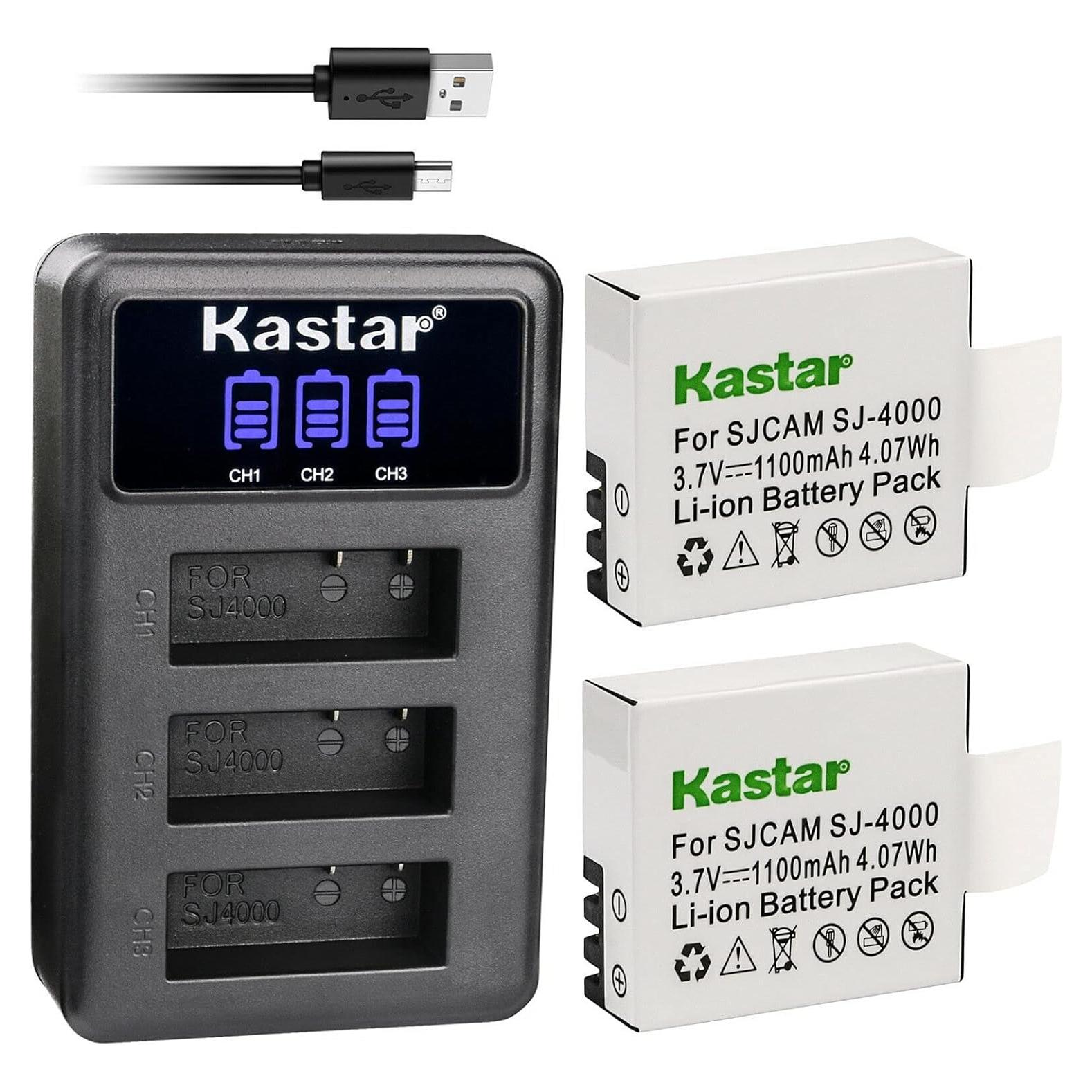 Kastar Cargador Triple USB + 2 Baterías Litio SJ4000