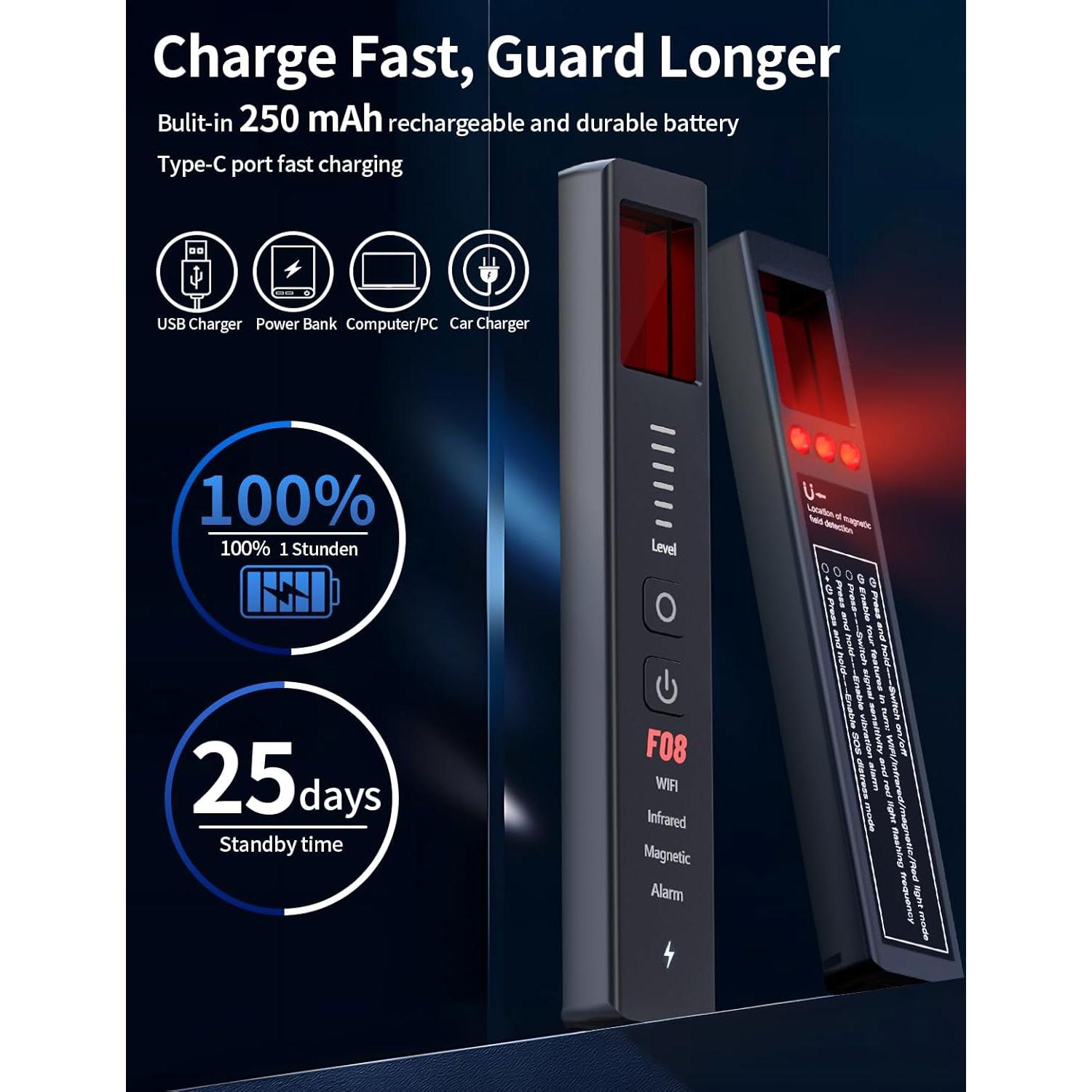 Detector de Cámaras Ocultas 6 en 1 OBSITWY XP-08 - Seguridad Portátil