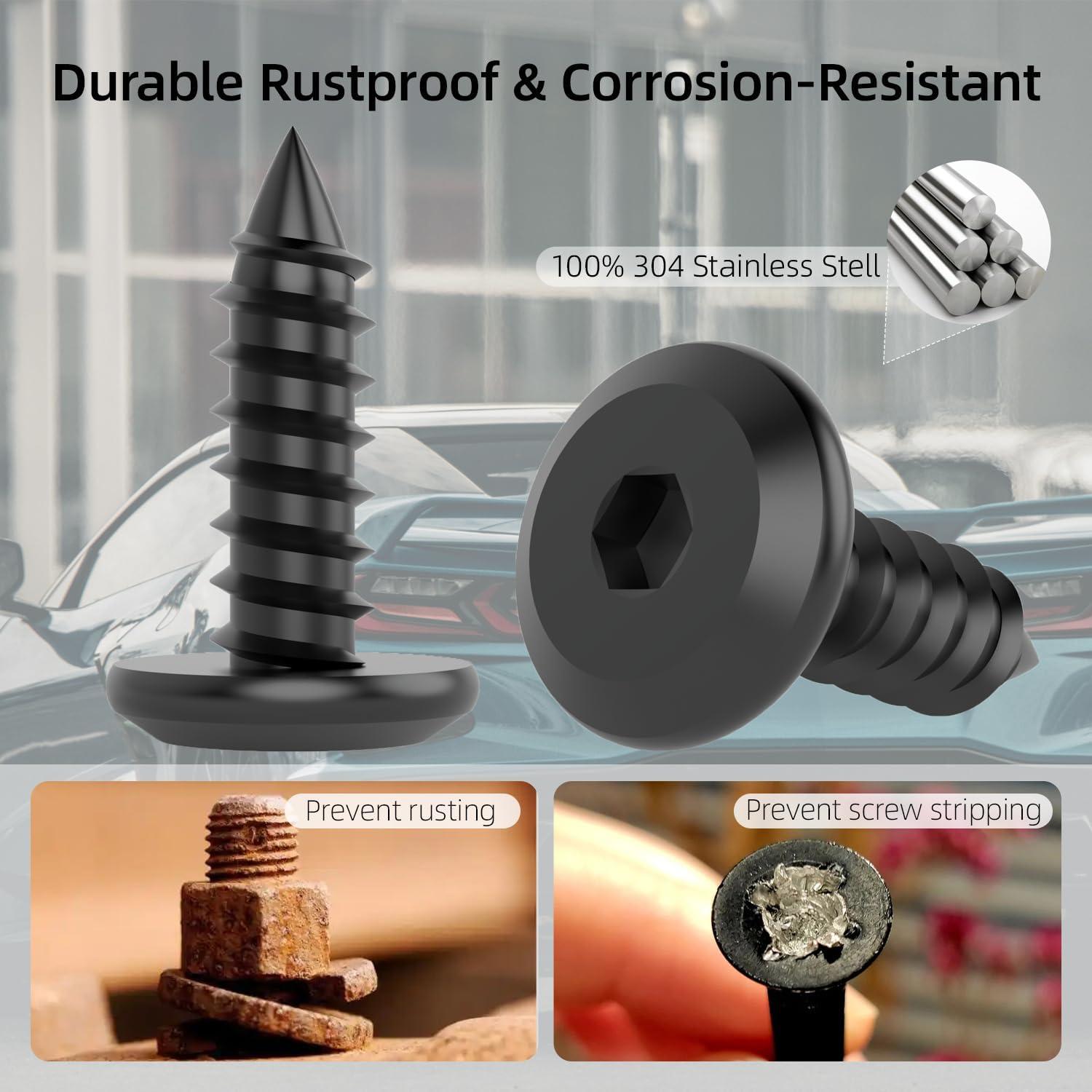 Tornillos de Placa de Matrícula HG Tech M6 Acero Inoxidable