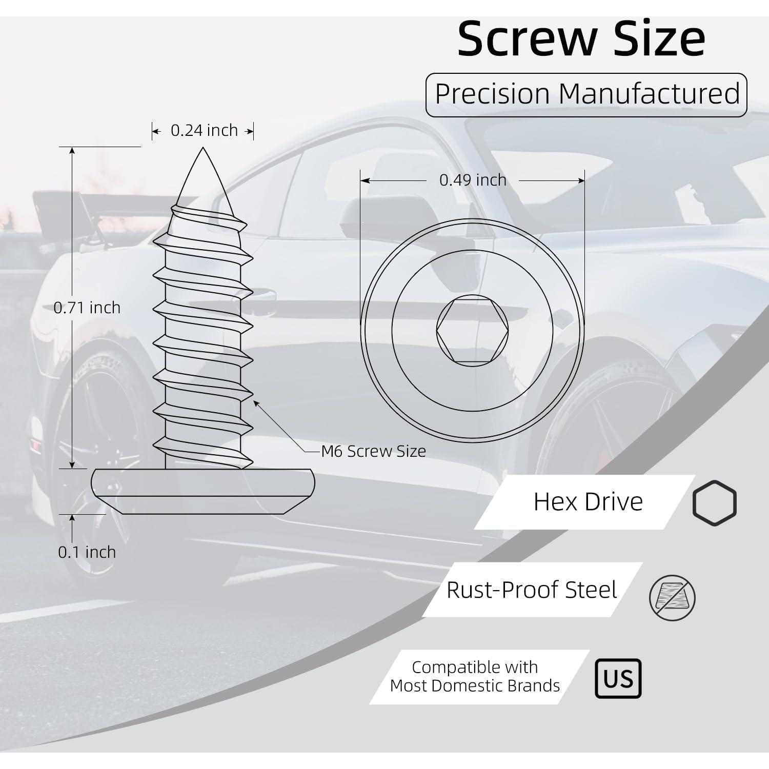 Tornillos de Placa de Matrícula HG Tech M6 Acero Inoxidable