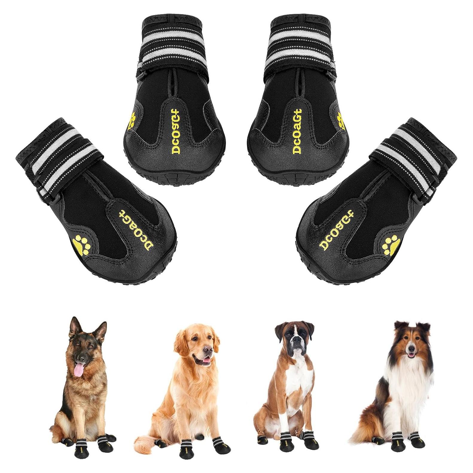 Botas para perros grandes DcOaGt - Antideslizantes, Impermeables, 4PCS