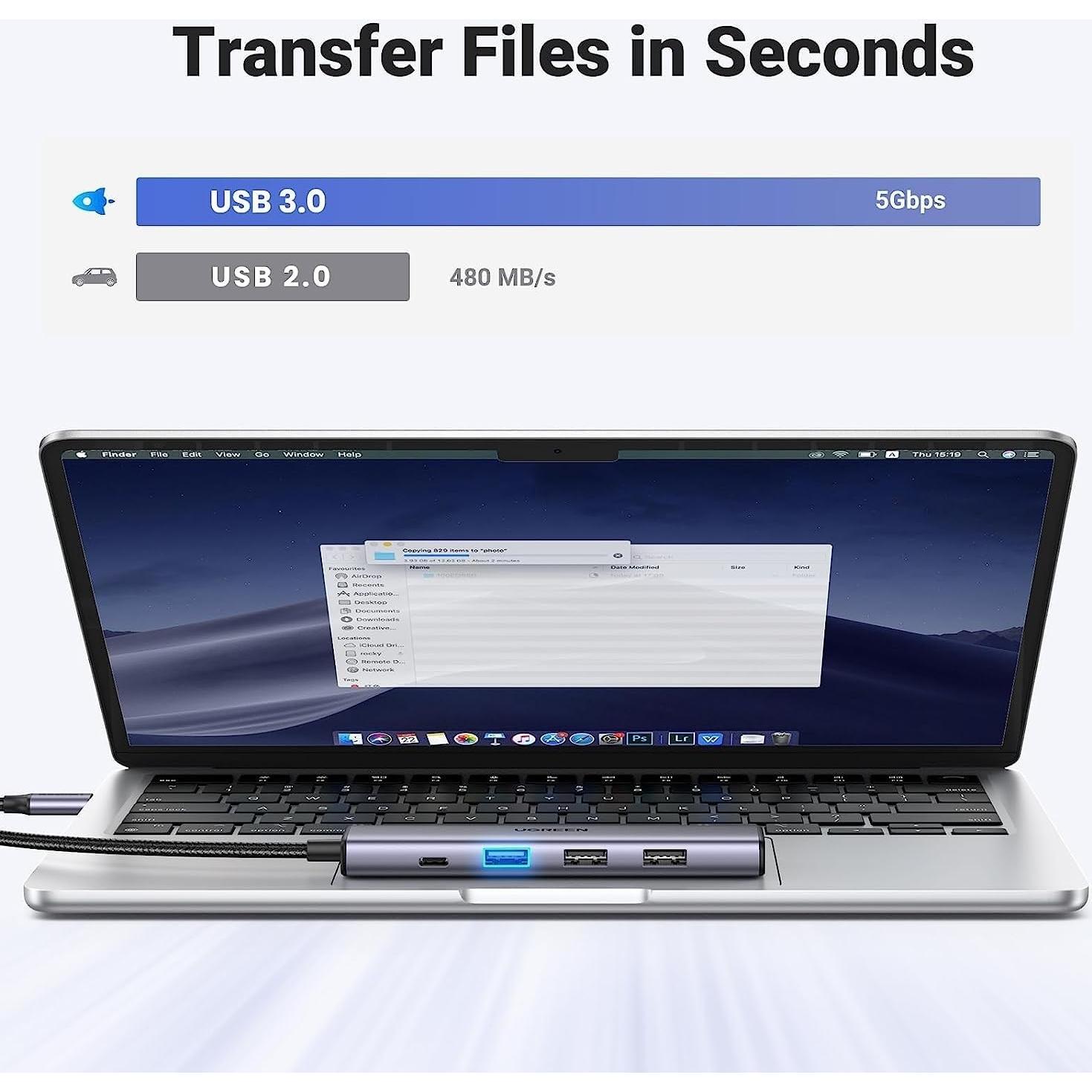 UGREEN Hub USB C 5 en 1 4K HDMI 100W para MacBook y más