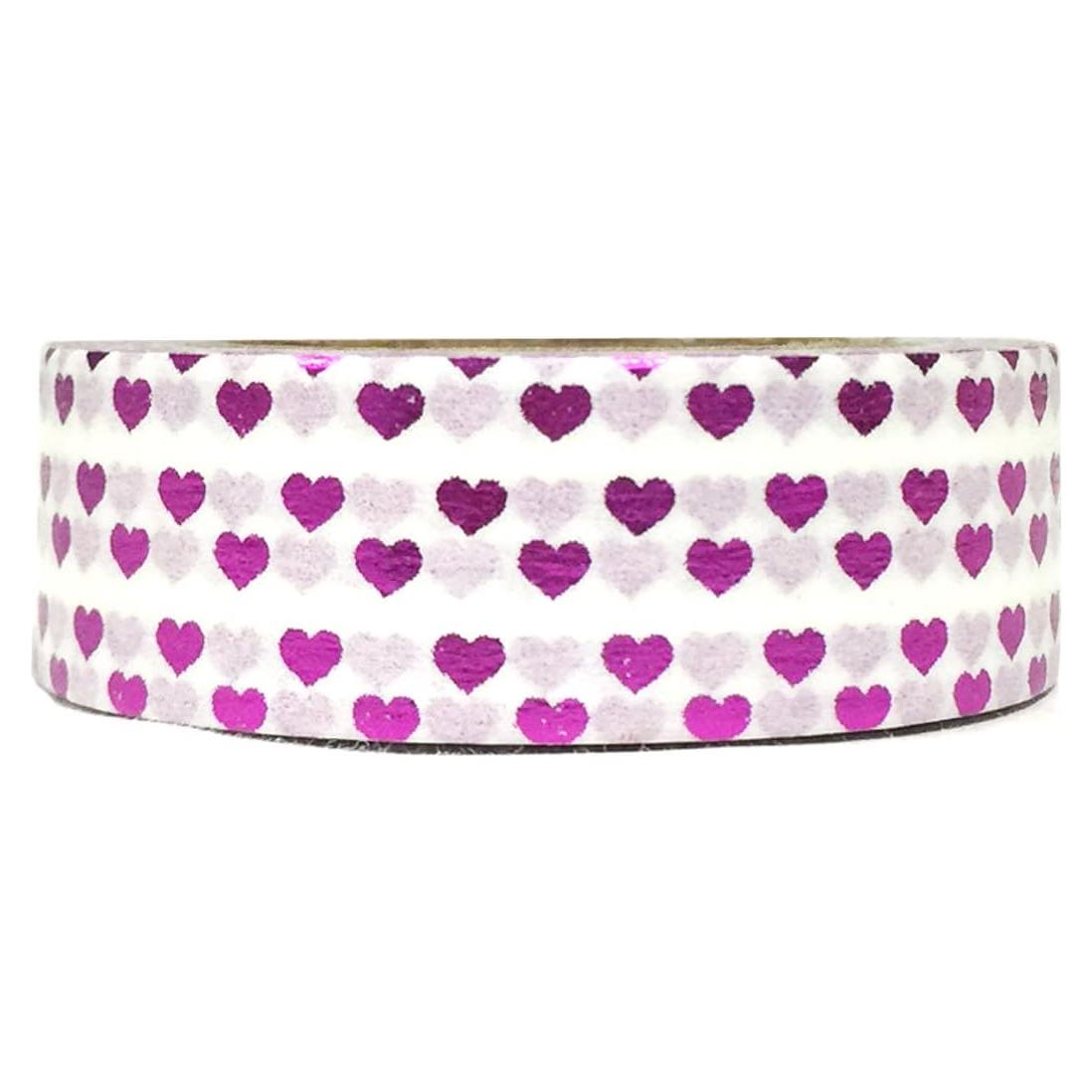 Cinta de Enmascarar Washi Wrapables 15mm x 10m Corazones Morados