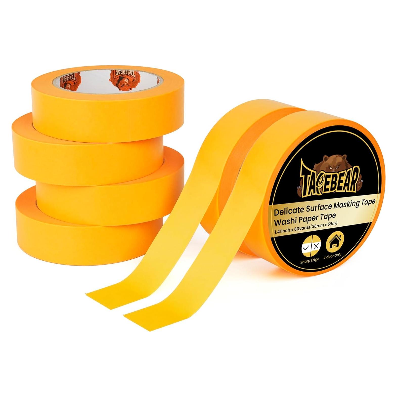 Cinta de Enmascarar TAPEBEAR 3.58 cm x 54.86 m 6 Rollos