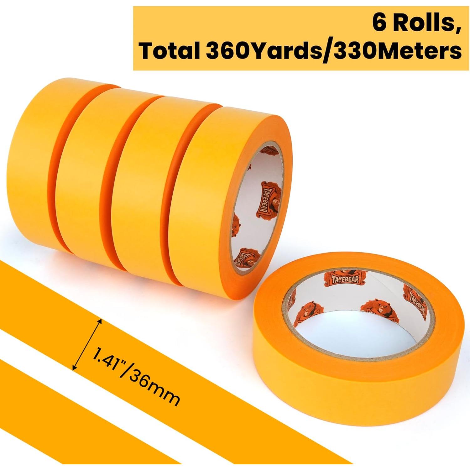 Cinta de Enmascarar TAPEBEAR 3.58 cm x 54.86 m 6 Rollos