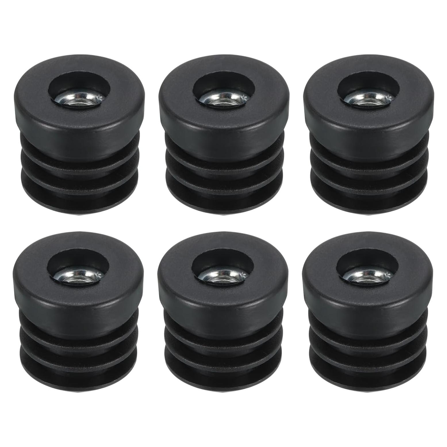 Tapones de Plástico Negro uxcell para Tubo Redondo 25mm M8 - 6 Pcs